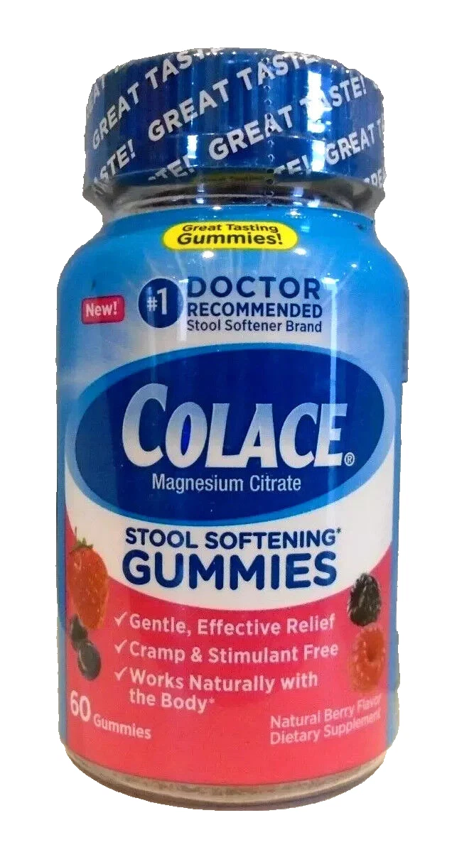 Colace Stool Softener Gentle Constipation Relief Gummy Mixed Berry 60 gummies