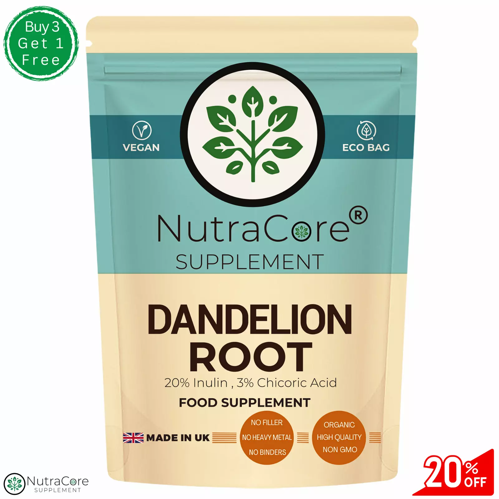 Dandelion Root Capsules 6000mg-(20% Inulin,3% Chicora Acid)-Liver Support-90Caps