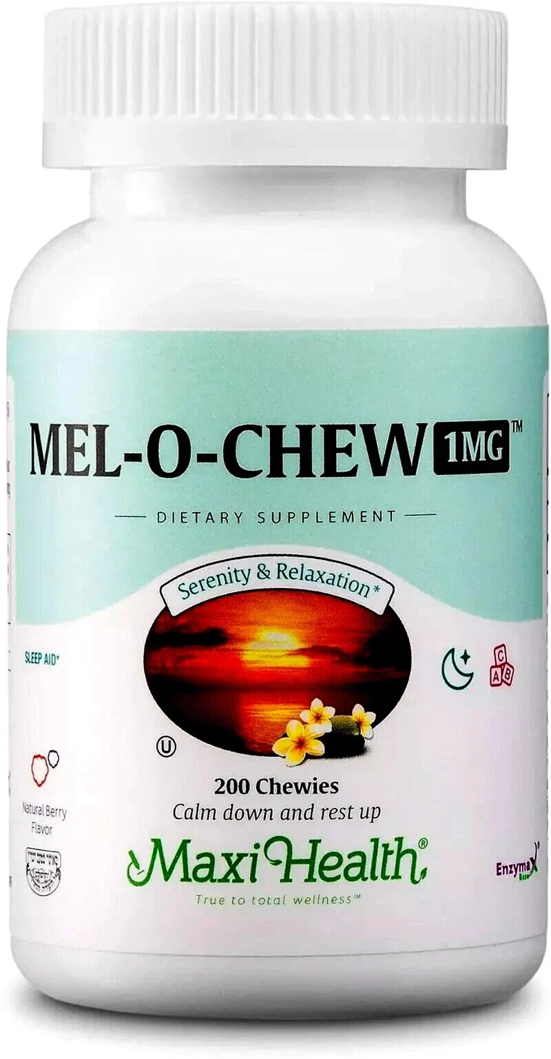 MAXI HEALTH Mel-O-Chew 1 mg Sleep Aid Tablets 100 Chewies NEW SEALED X.P 09/25