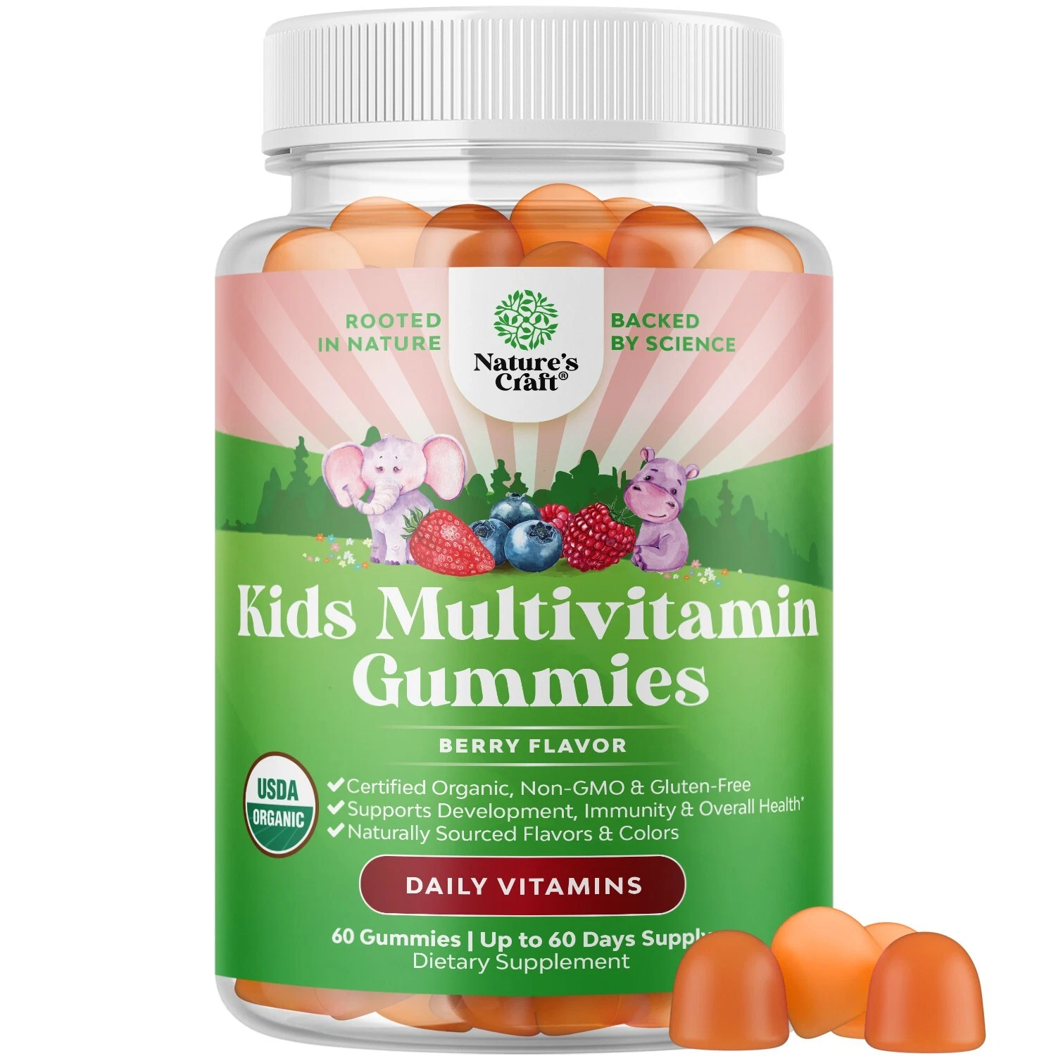 USDA Organic Kids Multivitamin Gummies - Vegan Organic Multivitamin for Kids