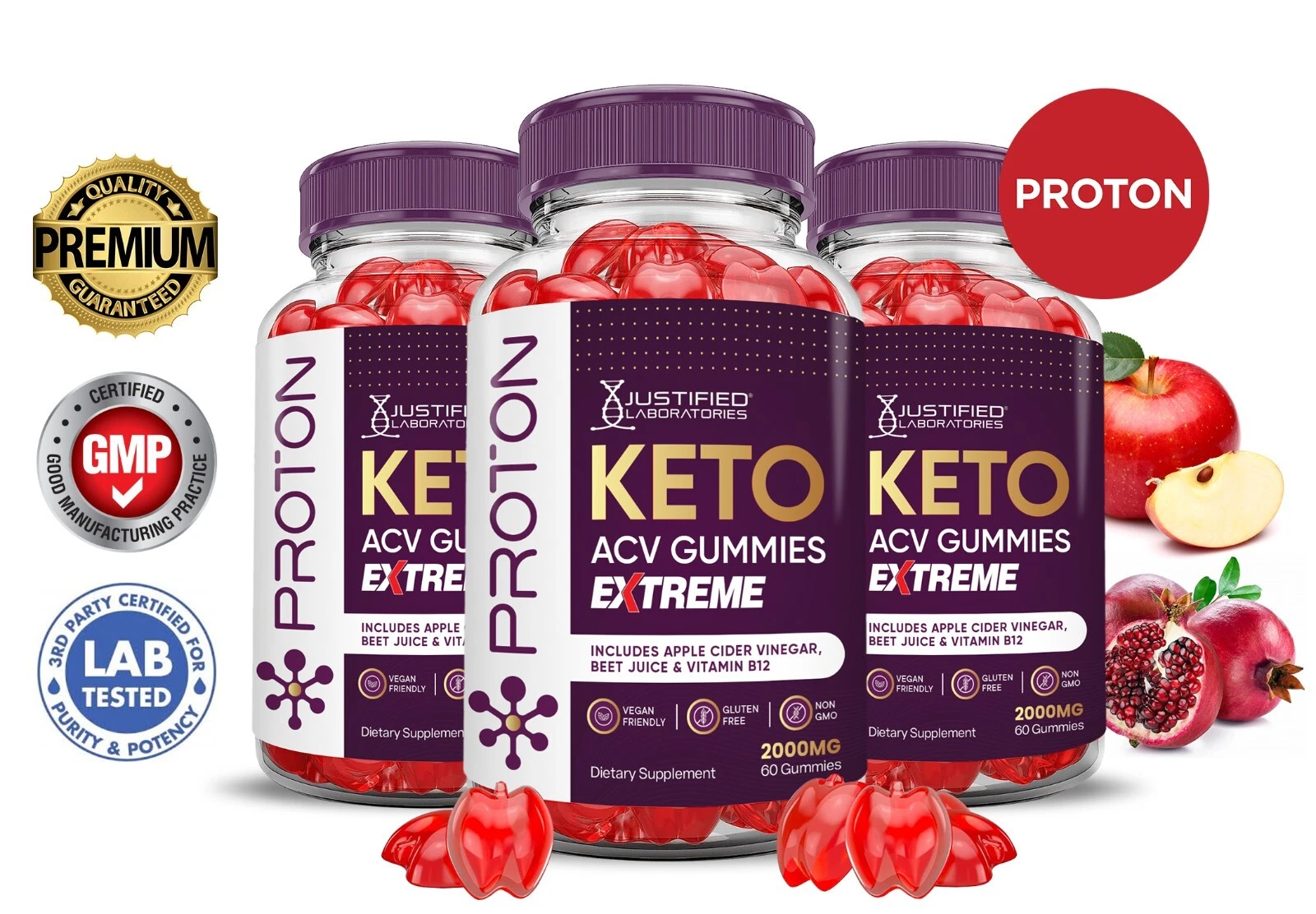 Proton Keto Extreme ACV Gummies 2000MG Apple Cider Vinegar 180 Gummys