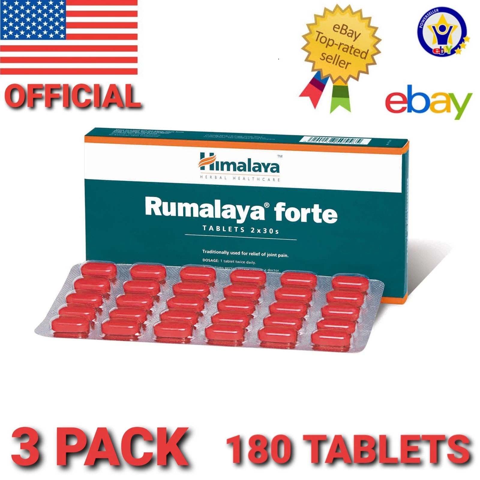 Rumalaya Forte Himalaya OFFICIAL USA 3 Box 180 Tablets Care Pain Back