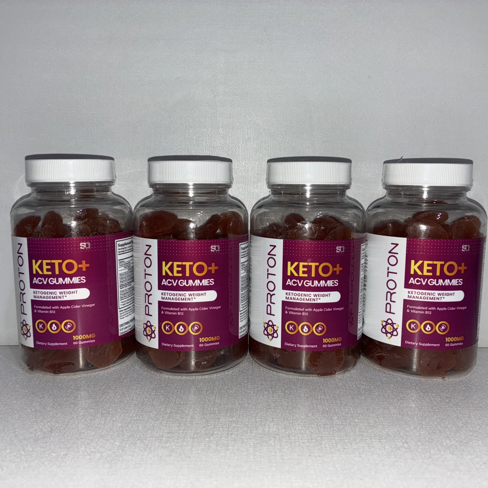 Lot Of 4-Proton Keto + ACV Gummies Advanced Weight Loss Support (240 Gummies)