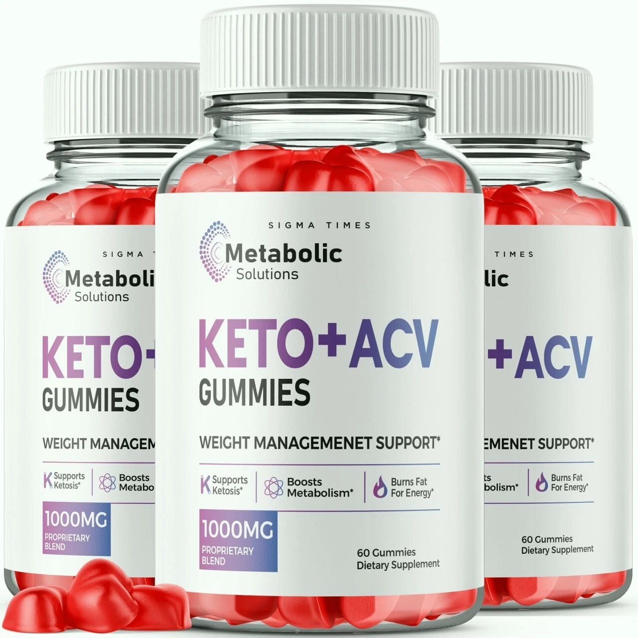 (3 Pack) Metabolic Solutions Keto + ACV Gummies for Burning Fat for Energy