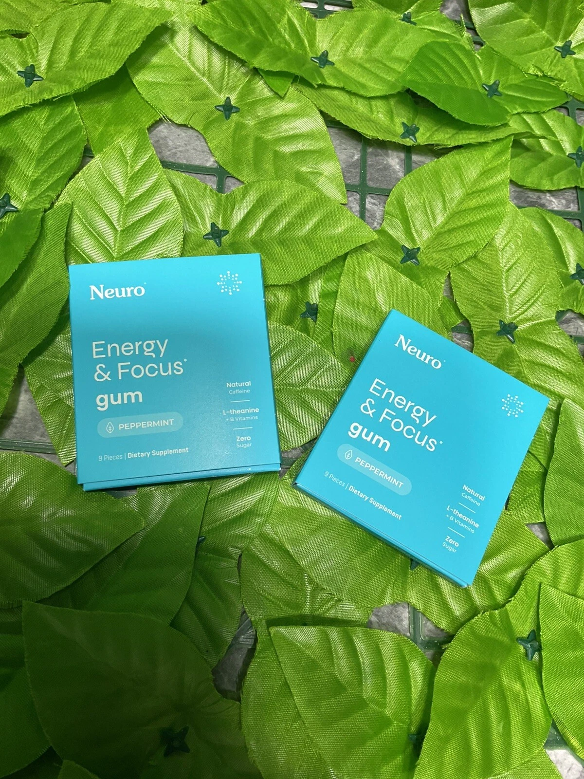 Neuro Gum PEPPERMINT theanine B-12 Caffeine 2pk 18 pcs Boost Energy & Focus