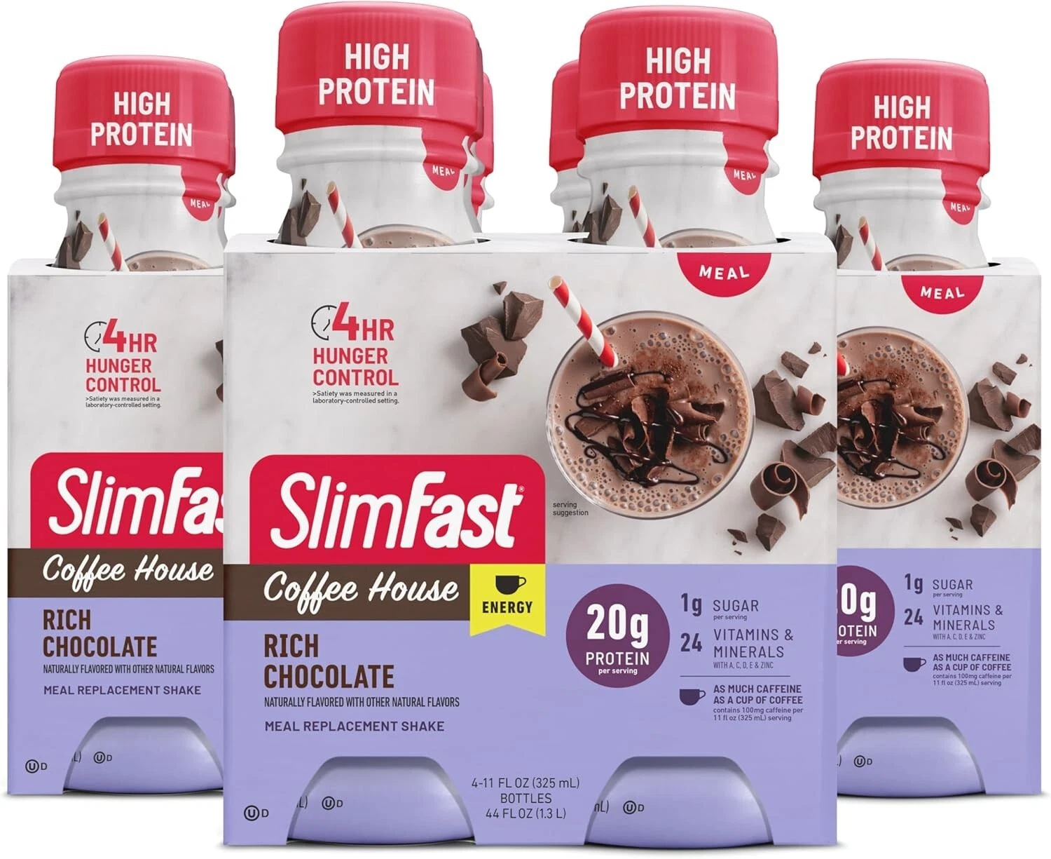 SlimFast Advanced Energy High Protein Meal Replacement Shake, 4 Ct (Pack of 3)