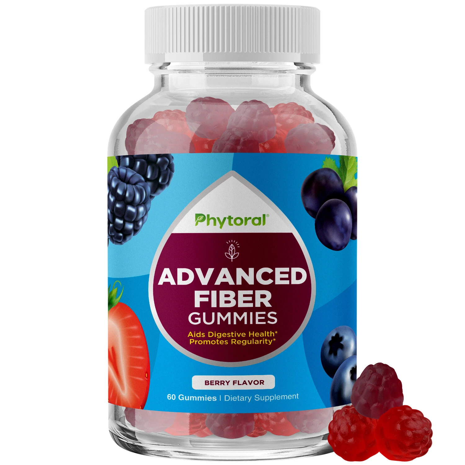 Sugar Free Fiber Gummies for Adults - Tasty Prebiotic Fiber Vegan Kosher 60ct