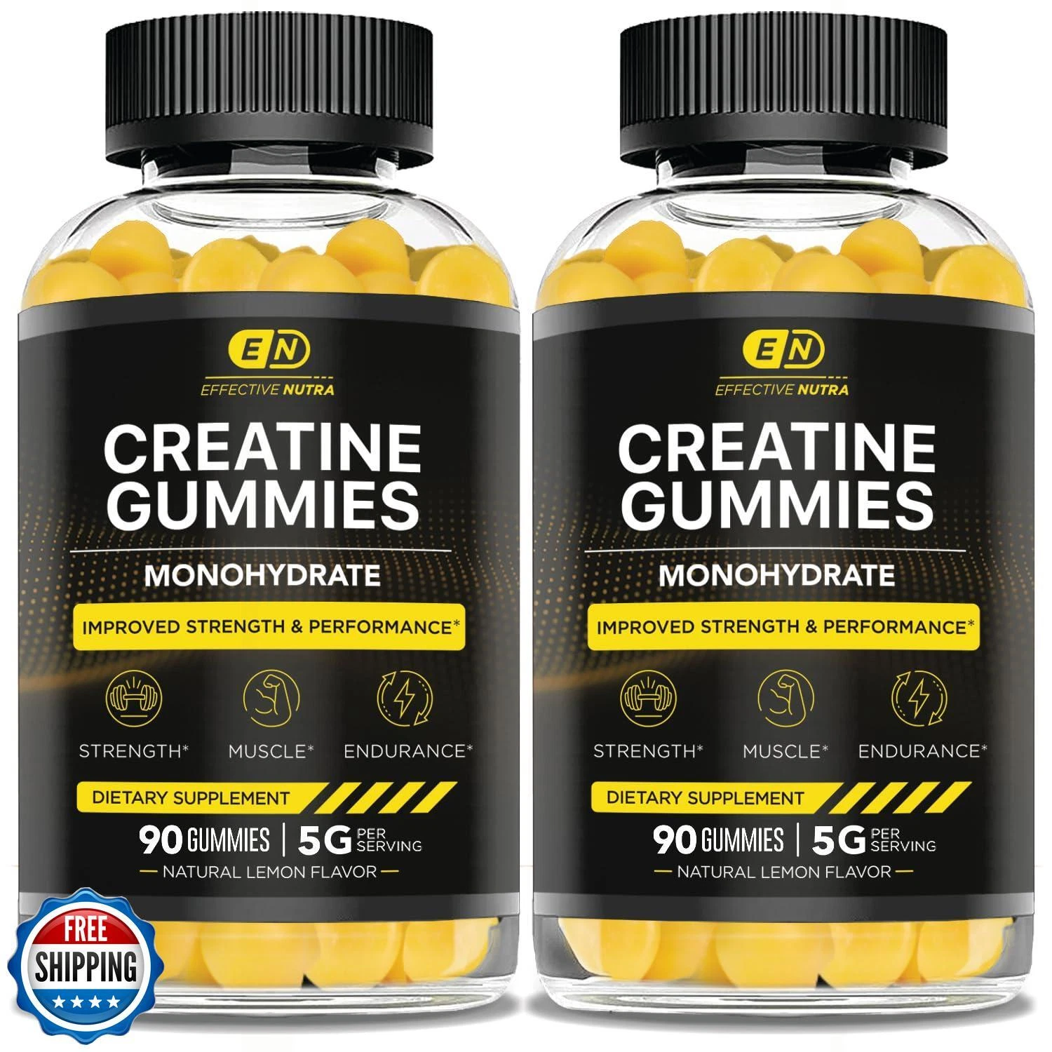 EFFECTIVE NUTRA Creatine Monohydrate Gummies 5g - Vegan Creatine Gummies for