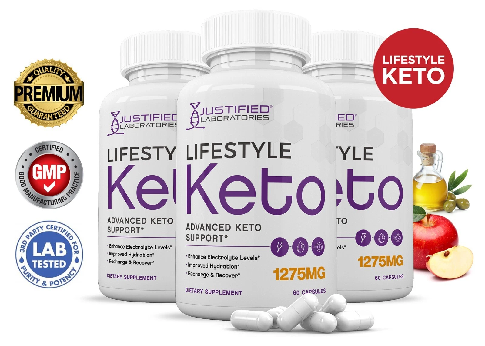 Lifestyle Keto ACV Pills 1275MG New Improved Formula 3 Pack