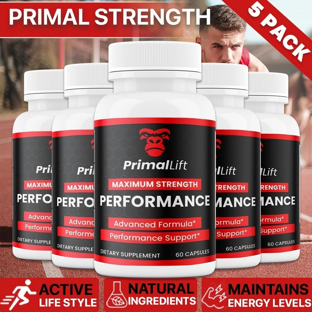 (5 Pack) PrimalLift Male Performance & Vitality Pills, Primal Lift for Men