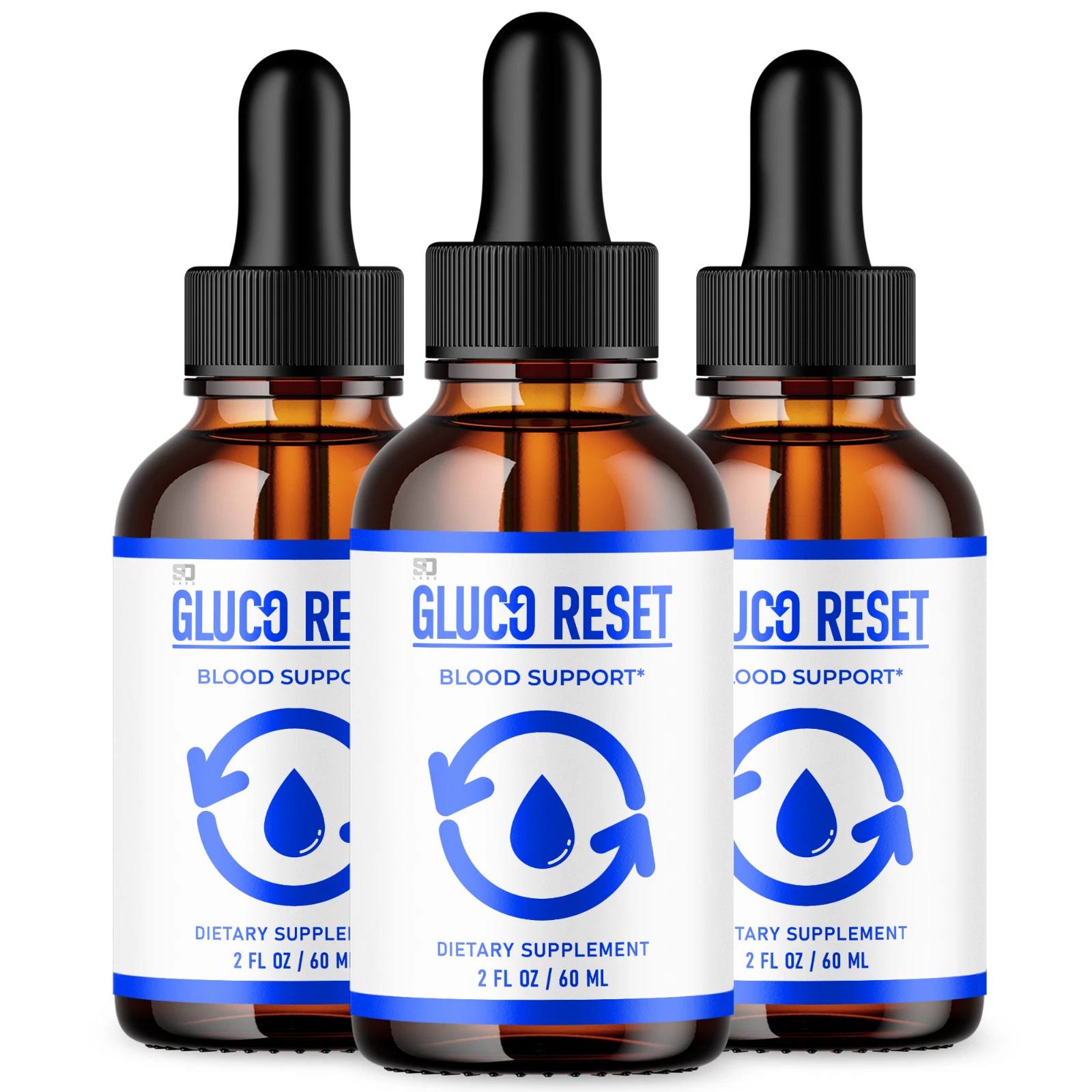 Gluco Reset Advanced Blood Support Drops All Natural Supplement 2oz - 3 Pack