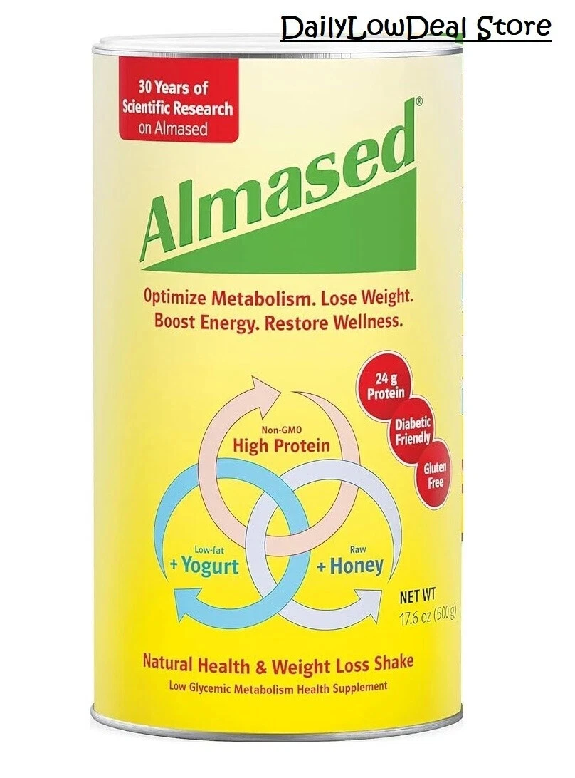 Almased Almond Vanilla Meal Replacement Shake Plant Base Protein 17.6 oz