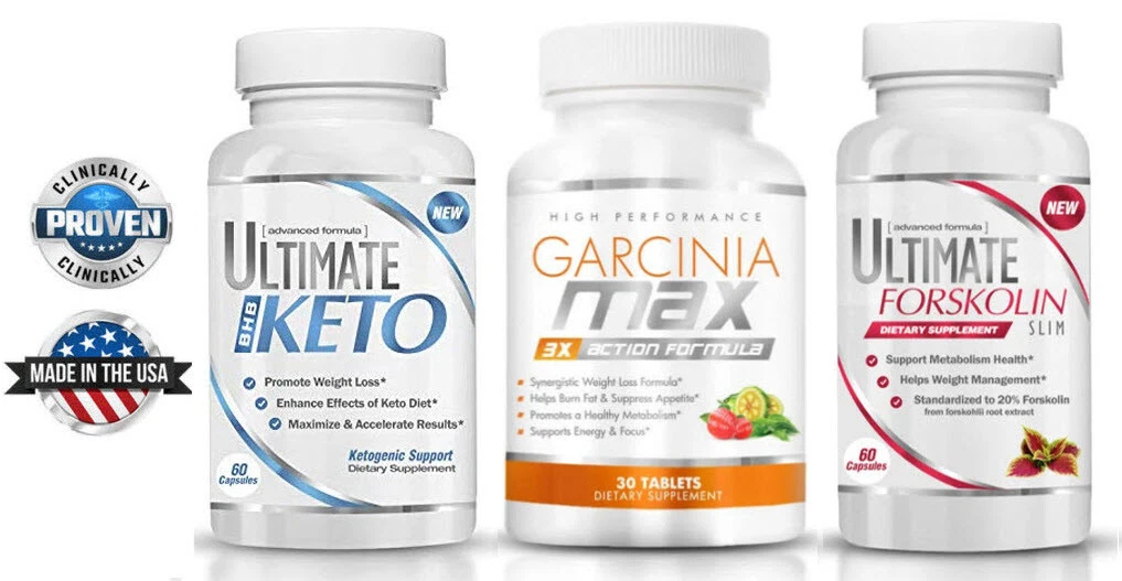 Keto Pills + Garcinia Max Pills + Ultimate Forskolin "WEIGHT LOSS COMBO!" 30 Day