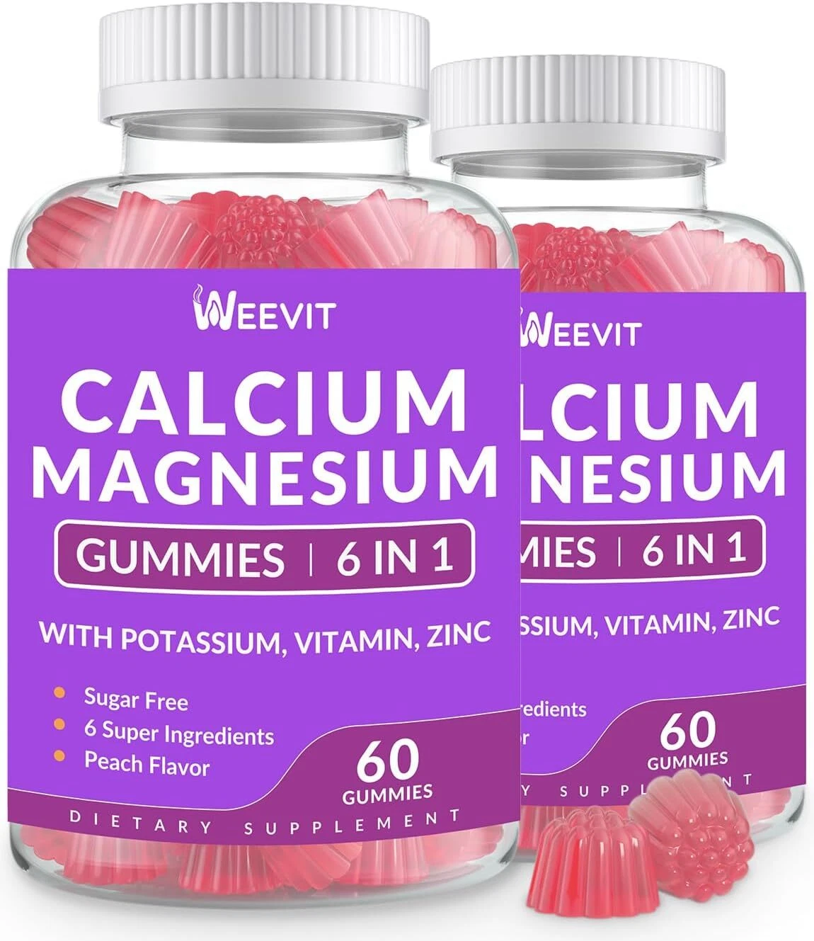 Sugar Free Calcium Gummies 600mg w/Vitamin D3 K2 Potassium Calcium Magnesium ...