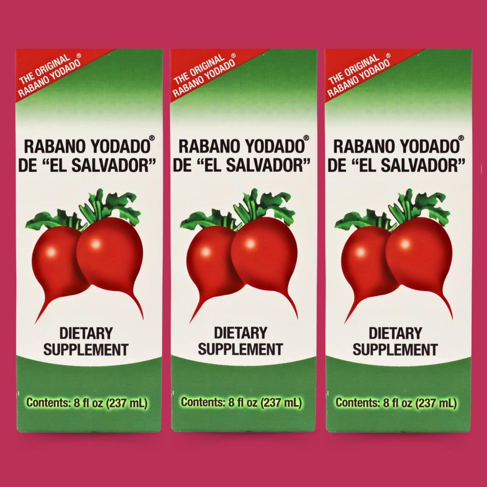 Rabano Yodado de "El Salvador" Dietary Supplement with Vit B - 8 fl oz (3-Pack)