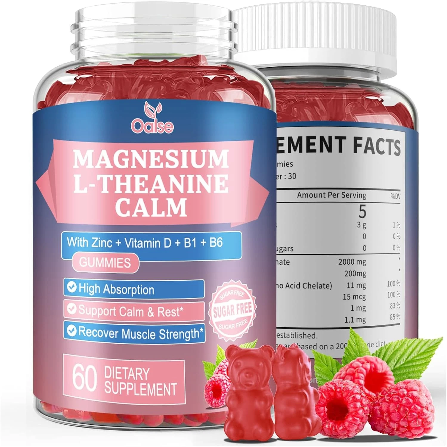 Magnesium Gummies with 2000mg Magnesium, Plus L-Theanine, Zinc, Vitamin D,...
