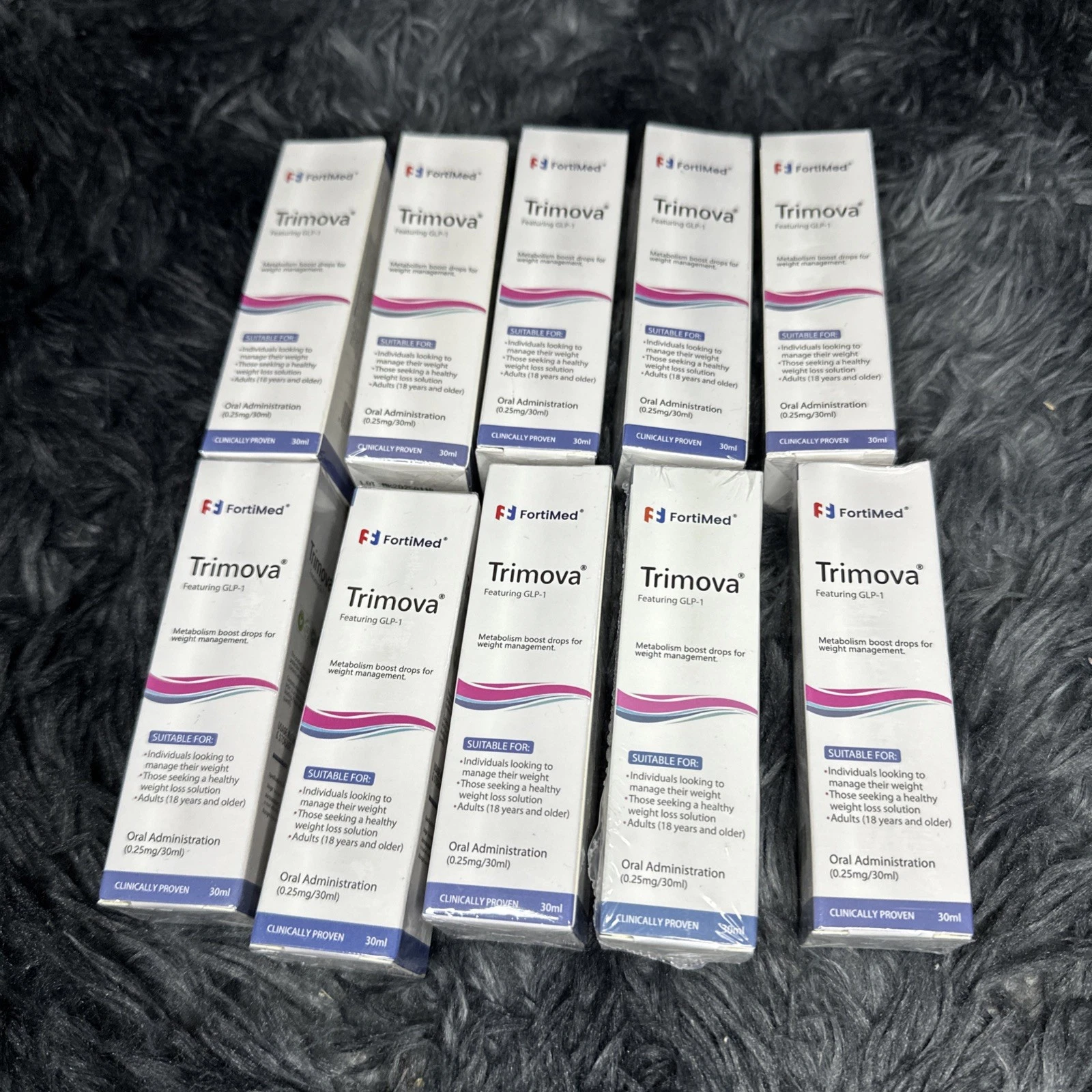 Lot of 10 FortiMed Trimova GLP-1 Metabolism Boost Oral Drops Weight Loss 30ml