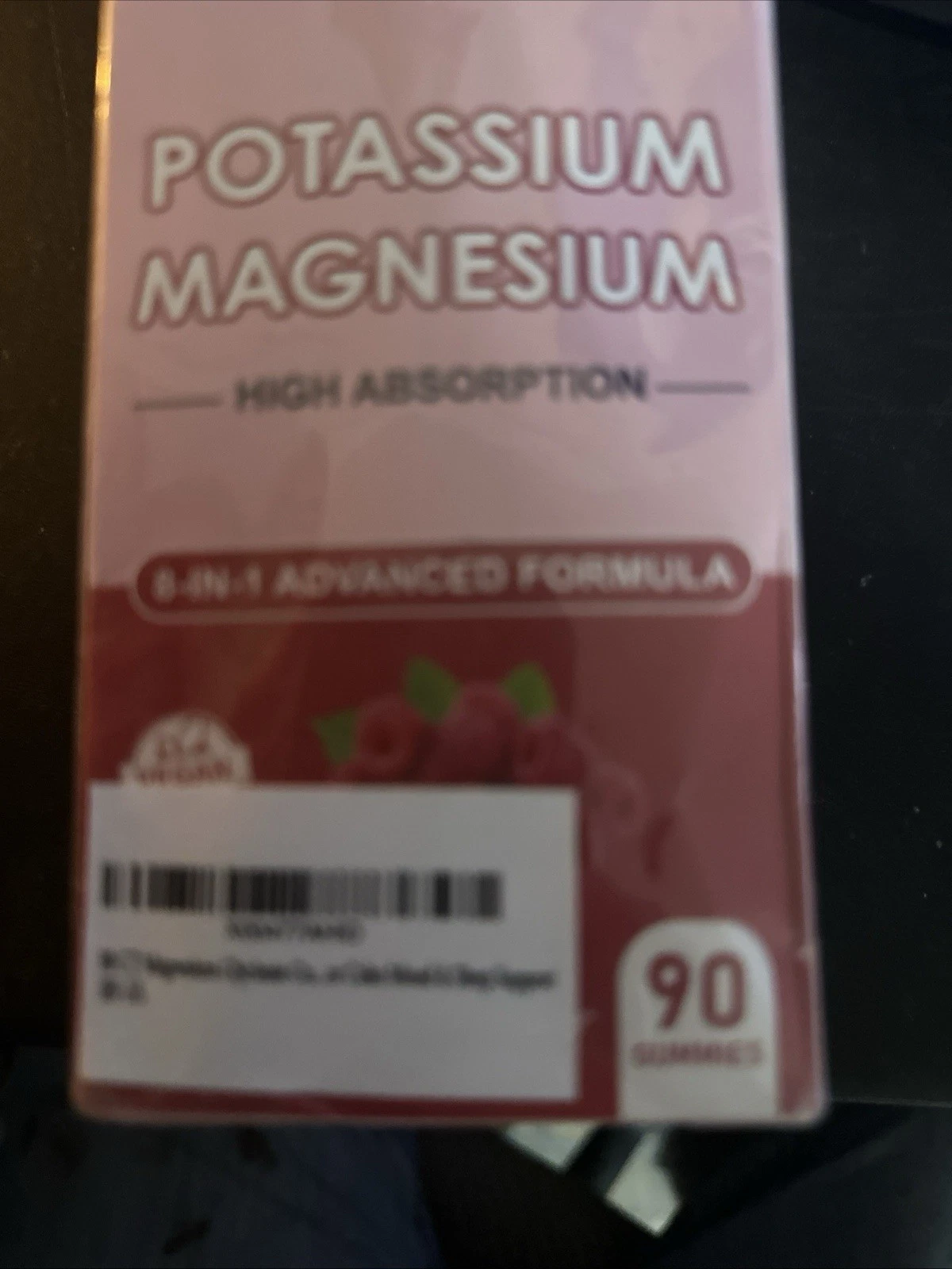 Magnesium Potassium Supplement Gummies High Absorption Vegan 90 Count Exp 12/26