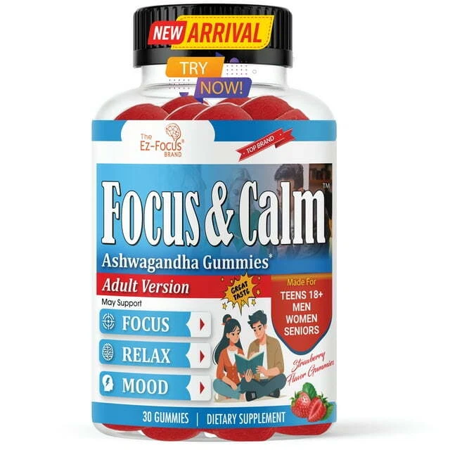 Focus and Calm Gummies, Support Rest, Mood, Energy, Focus and Relaxation30 Gummy