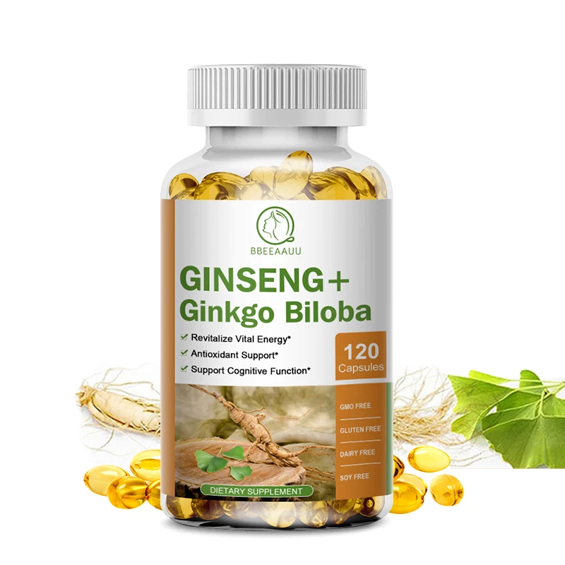 Ginkgo Biloba + Ginseng Extract Red Panax Support Focus Brain Memory Metabolism