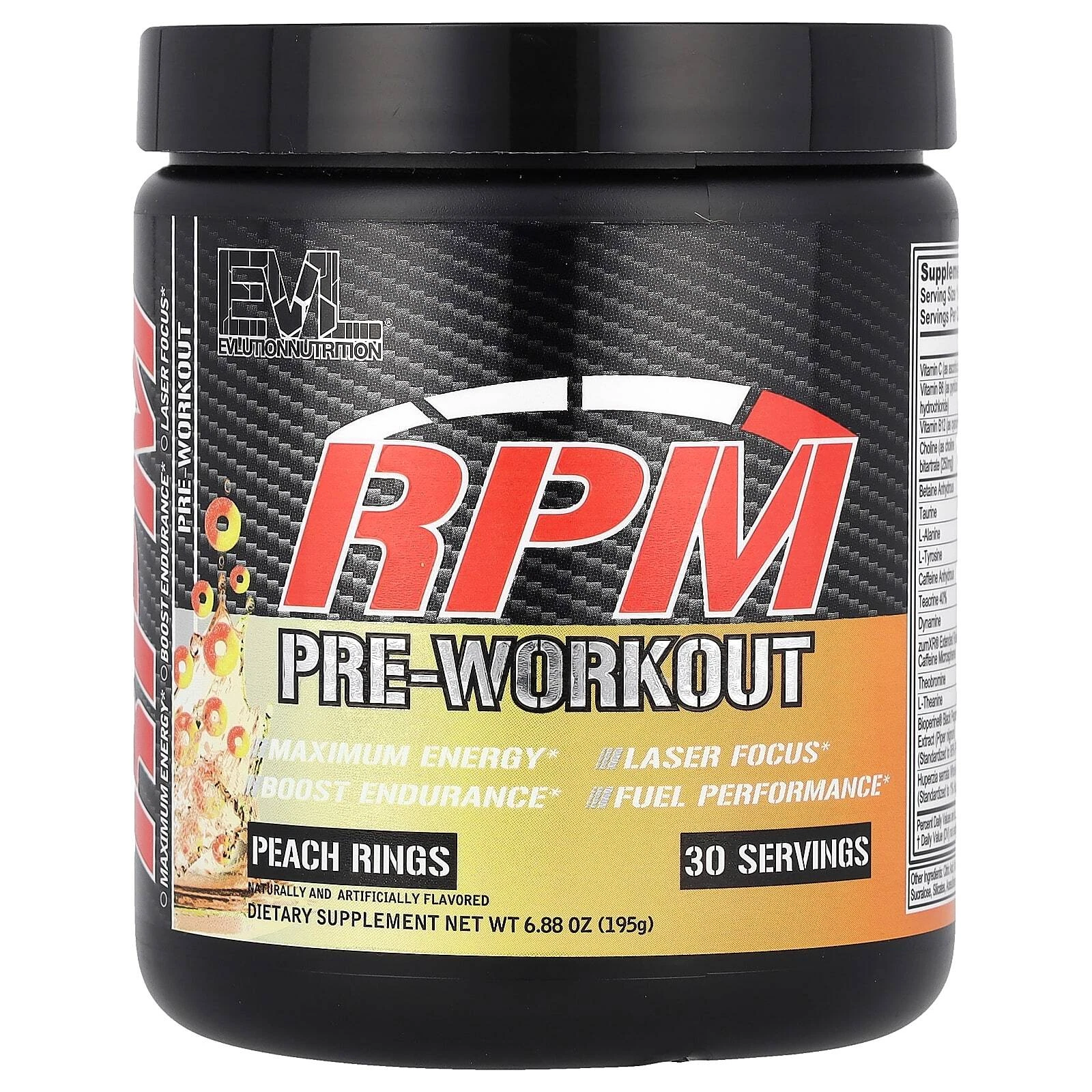2 X EVLution Nutrition, RPM, Pre-Workout, Peach Rings, 6.88 oz (195 g)