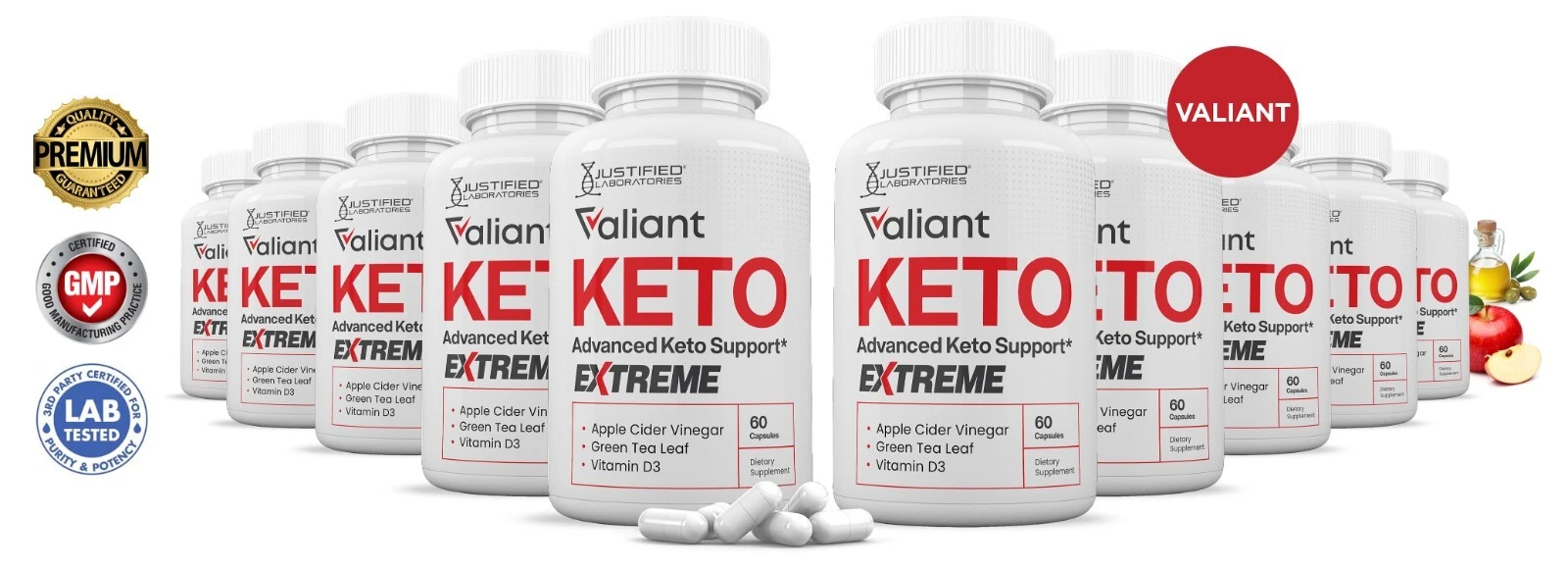 Valiant Keto ACV Extreme Pills 1675MG Stronger Thn Gummy Keto Support 10 Pack