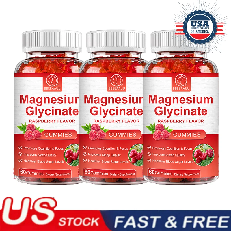 3*60 Magnesium Glycinate Gummies 500mg Improved Sleep, Muscle Recovery