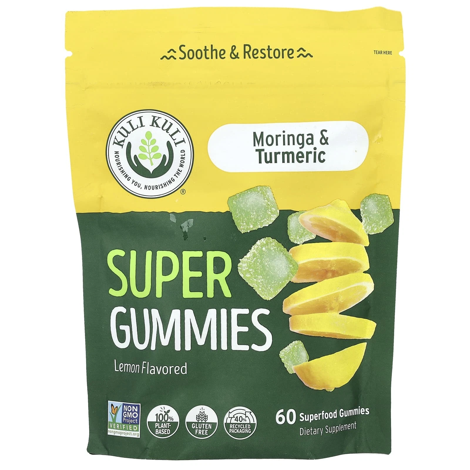 2 X Kuli Kuli, Super Gummies, Moringa & Turmeric, Lemon, 60 Superfood Gummies