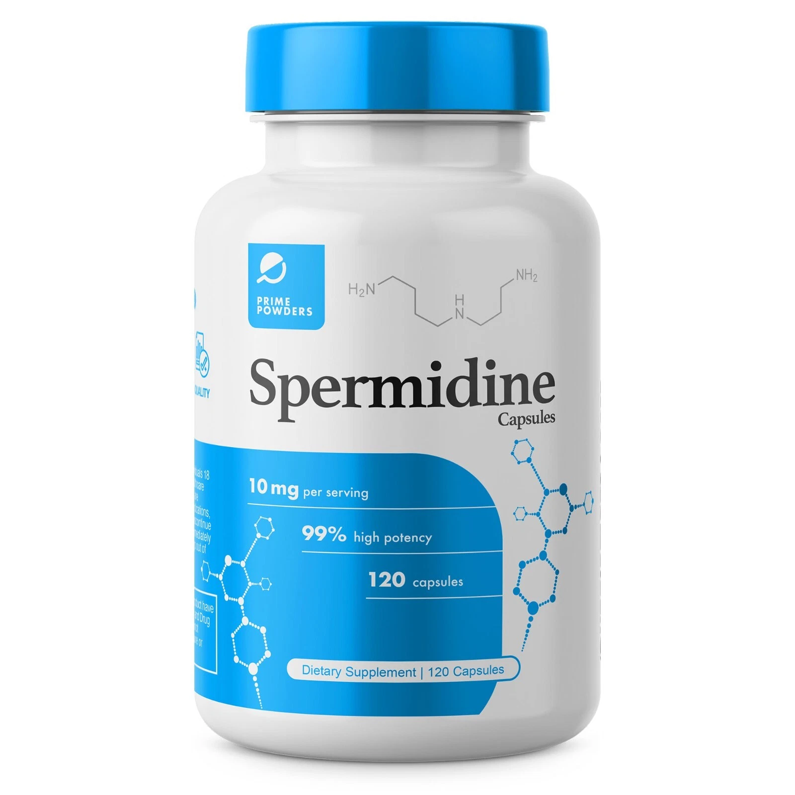 Spermidine Capsules by Prime Powders: 3rd Party Tested - 120 Count