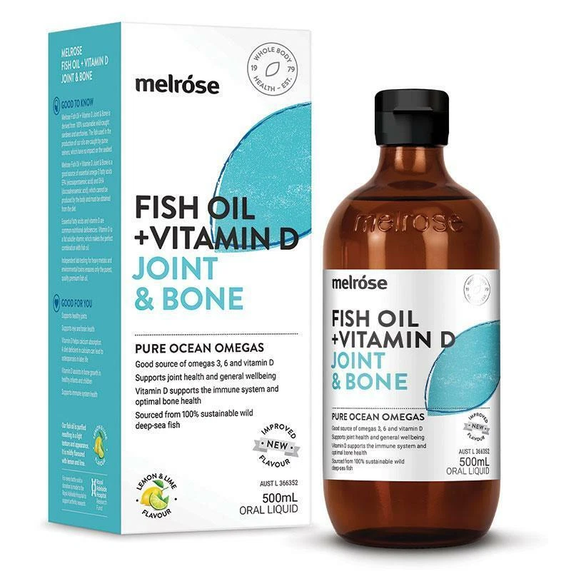 New Melrose Fish Oil + Vitamin D Joint & Bone 500ml Lemon & Lime Liquid Omega 3
