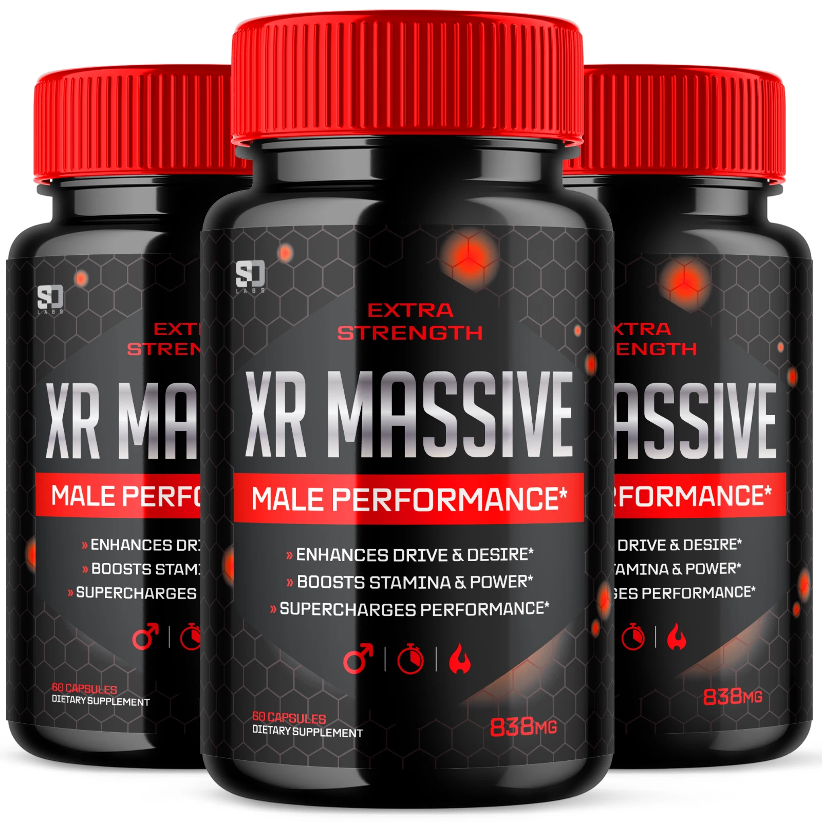 (3 Pack) XR Massive Men Pills, Maximize Energy, Vitality & Stamina 180 Capsules