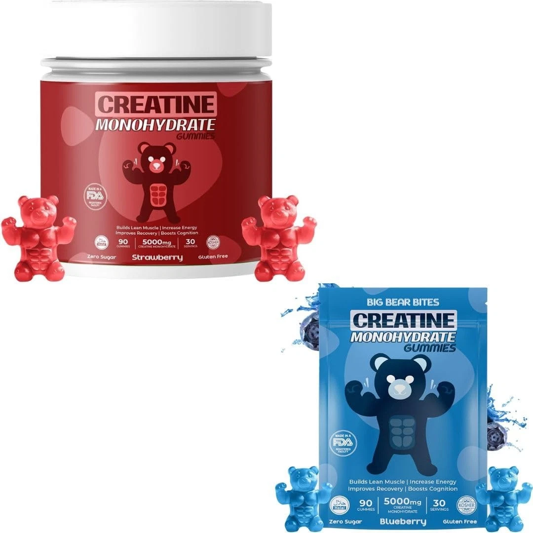 Creatine Monohydrate Gummies Pouch & Bottle Bundle for Men & Women | 5000mg of