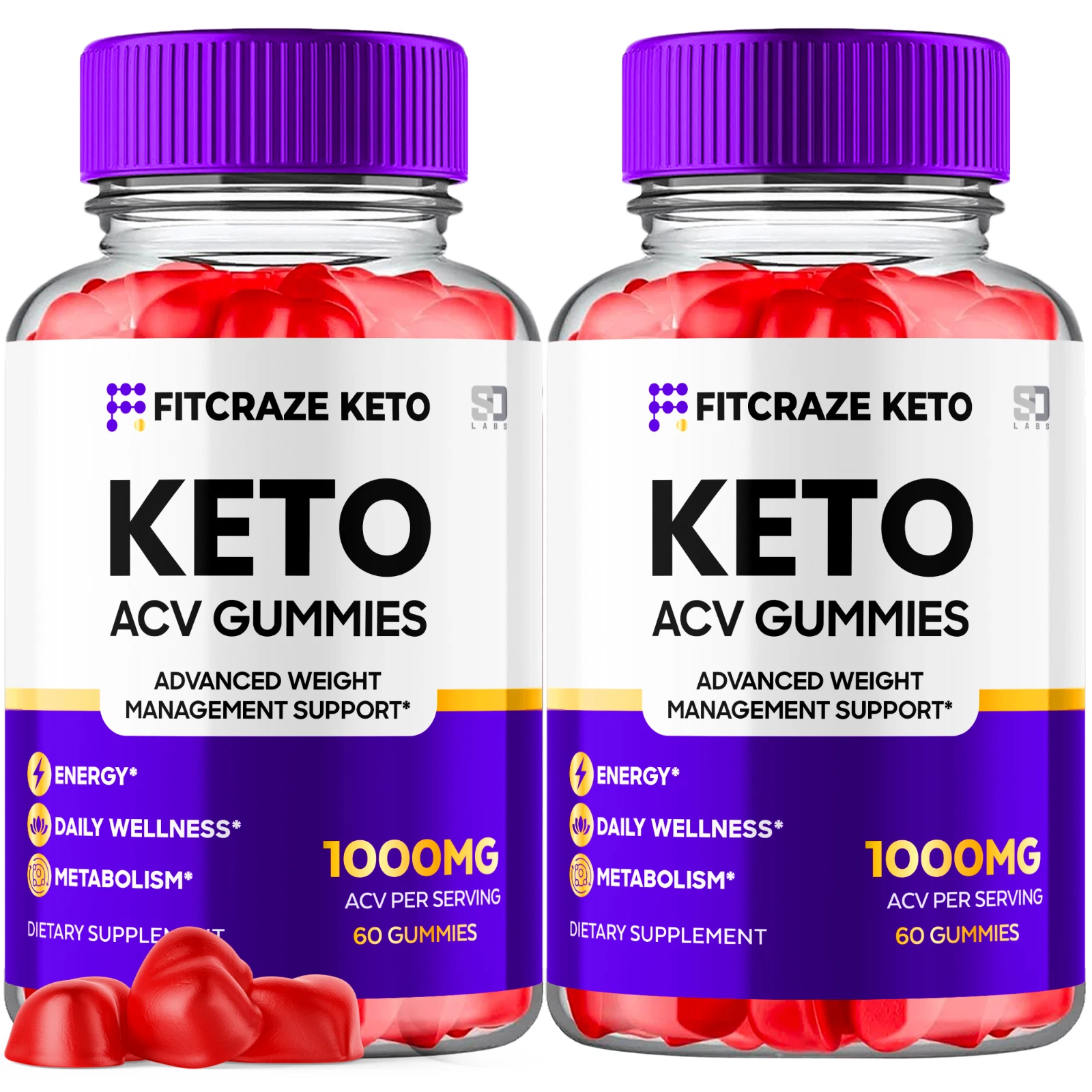 Fitcraze Keto ACV Gummies 1000MG Advanced Weight Management Support (2 Pack)