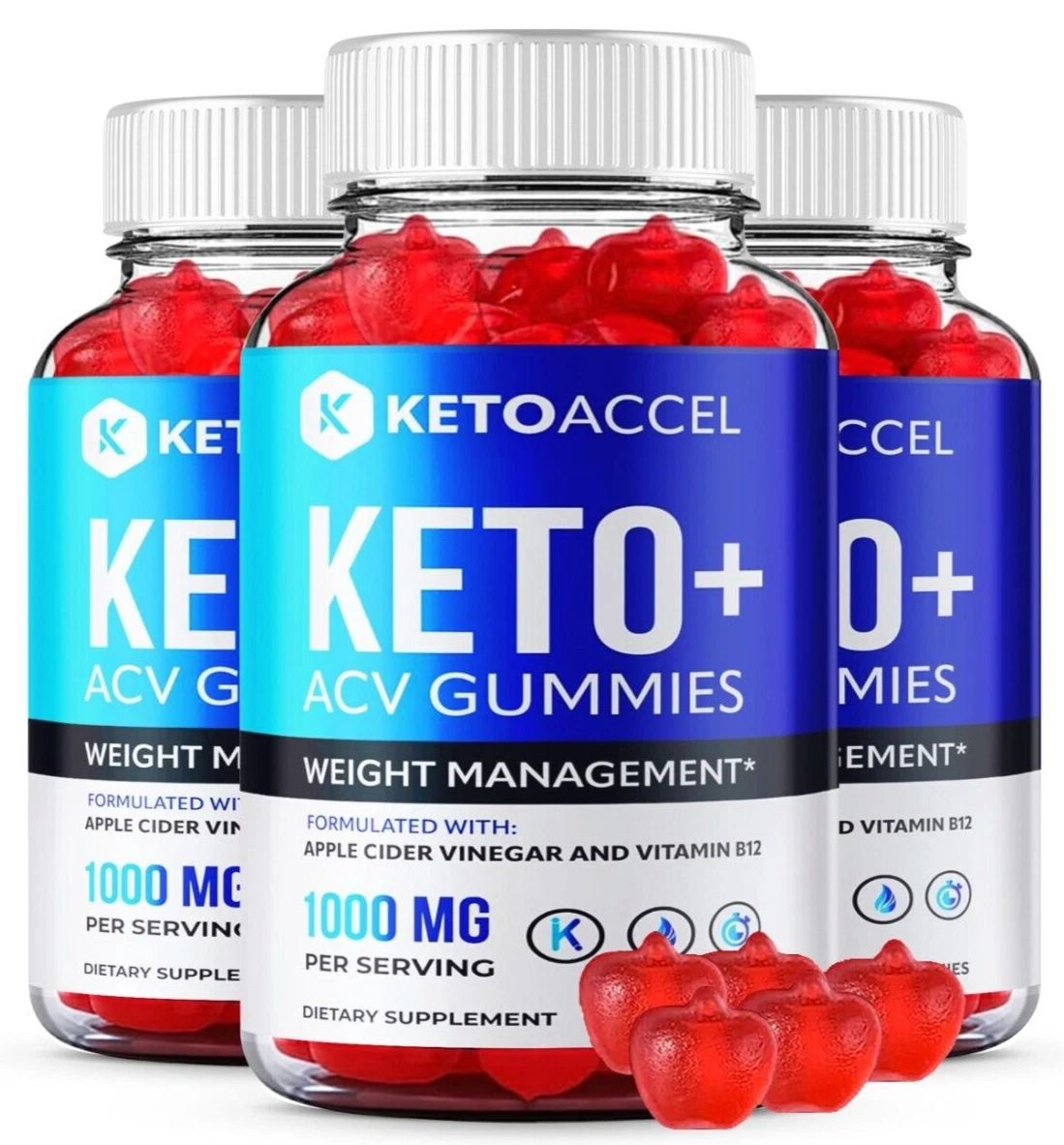 Keto Accel ACV Keto Chew Gummies for Weight Loss Management (180 Gummies) 3-Pack