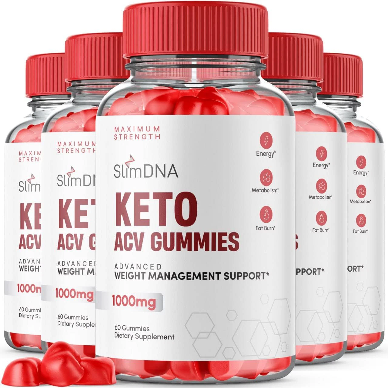 (5 Pack) Slim DNA Keto Gummies - Slim DNA ACV Keto Gummies- 300 Gummies