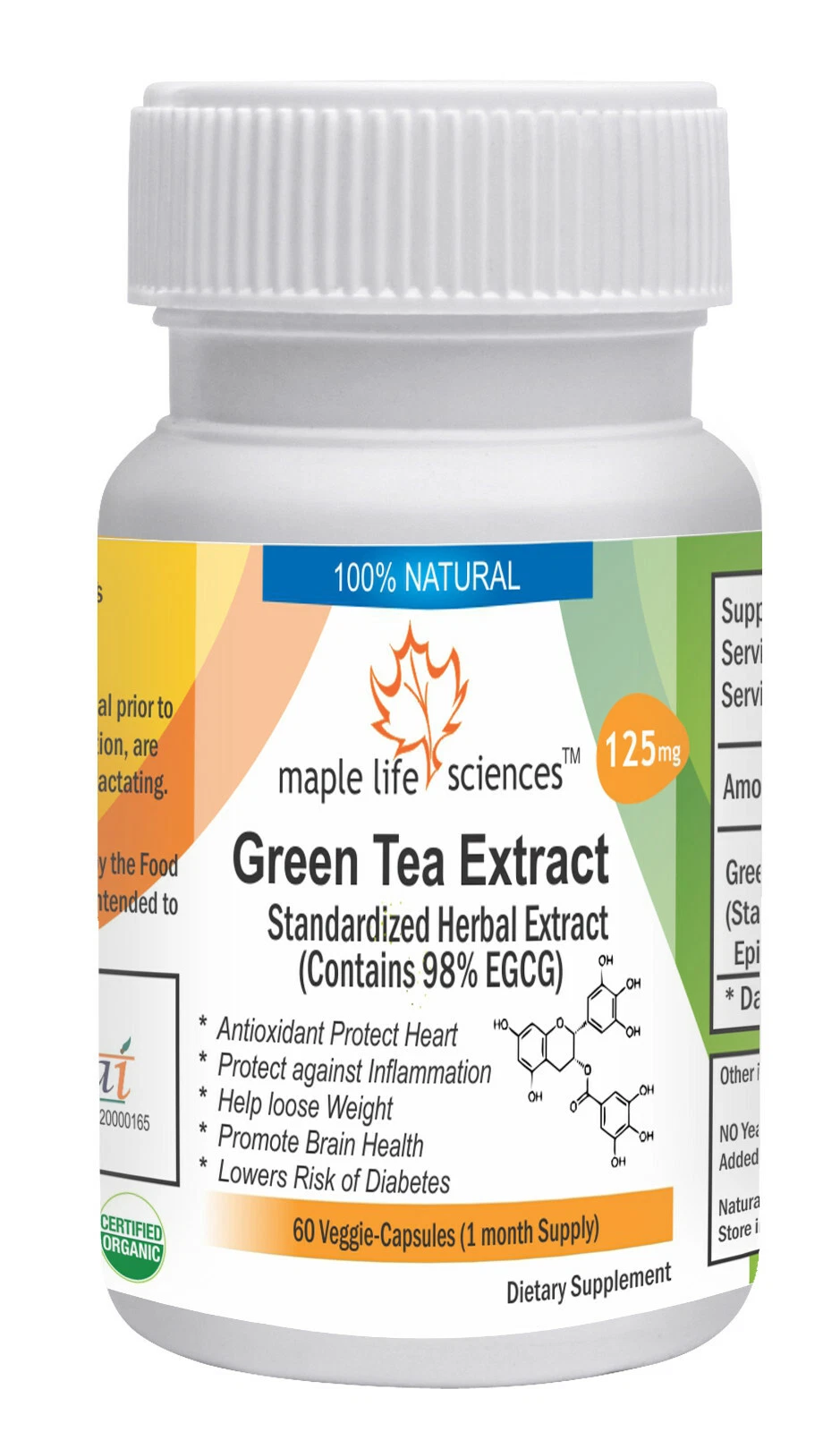 EGCG 98% pure capsules Epigallocatechin Gallate Green Tea Extract No fillers