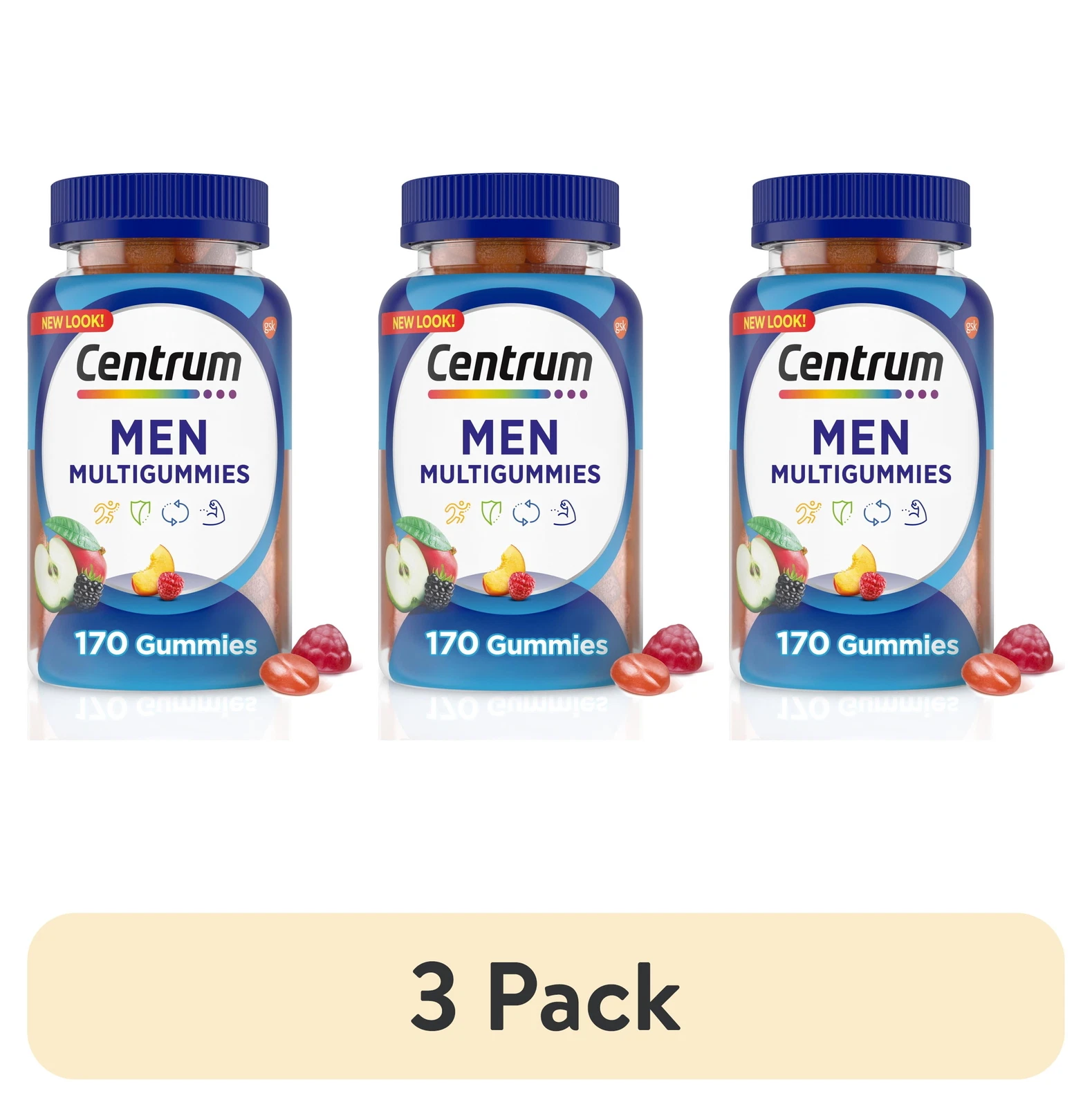 (3 pack)Multigummies Men's Gummy Vitamins, Multivitamin With Vitamin B, C, D & E