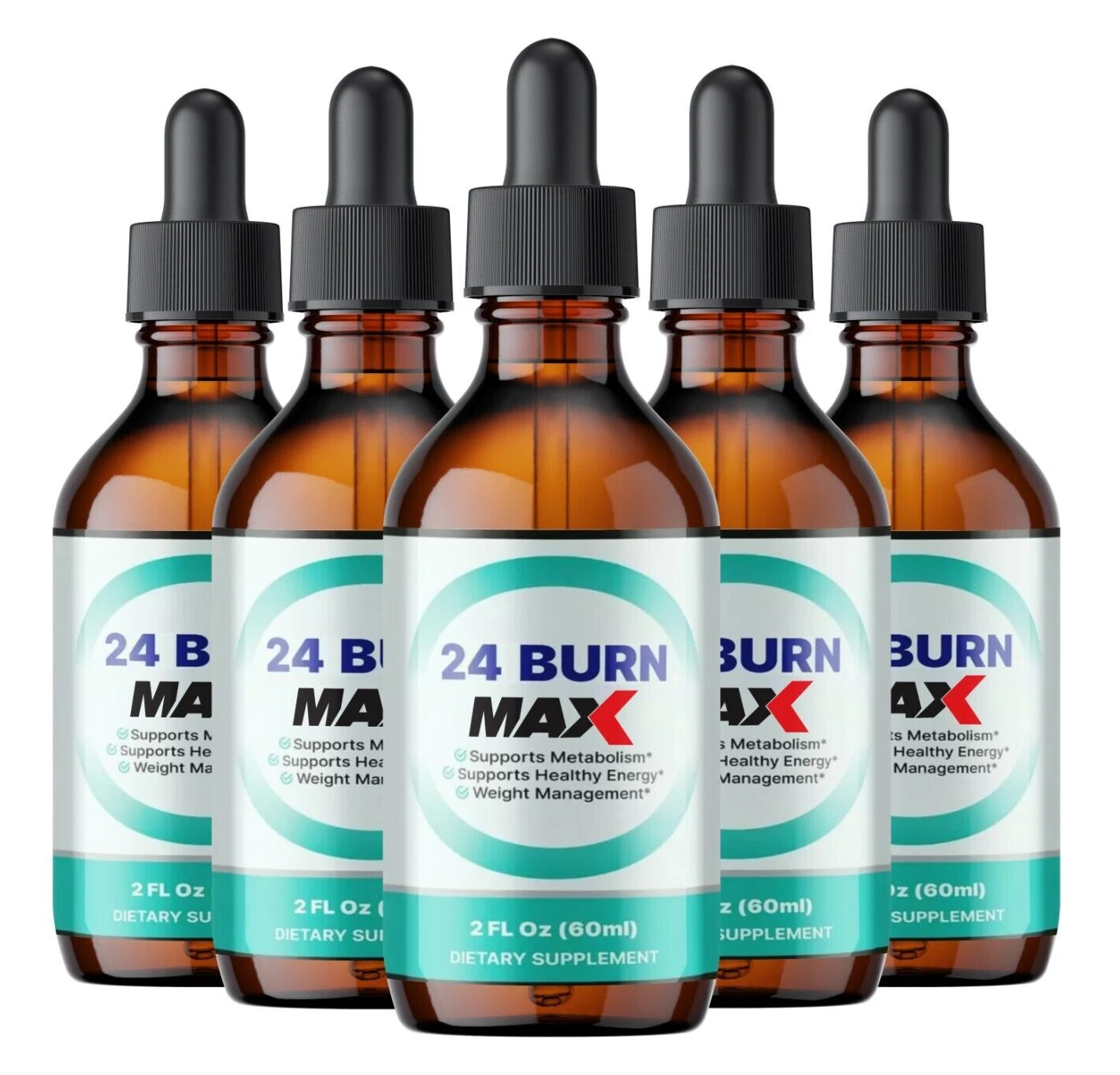 (5 Pack) 24 Burn MAX Weight Loss Drops for Burning Excess Fat & Boosting Energy