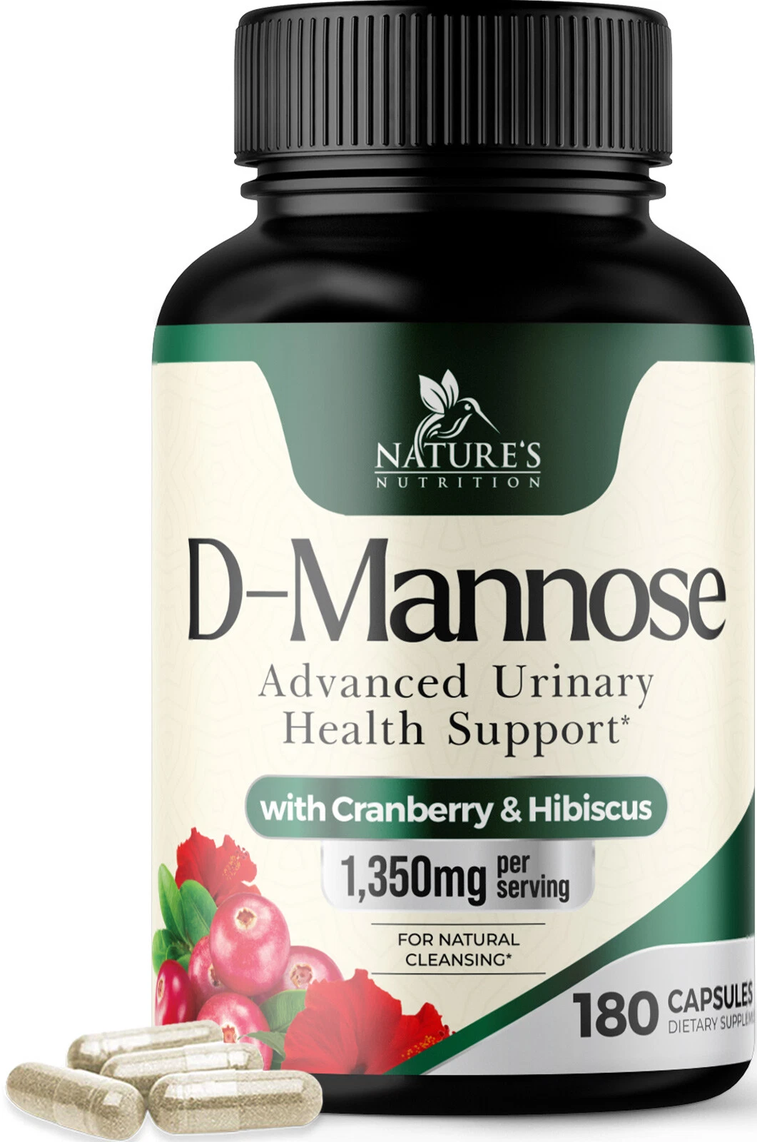 D-Mannose 1350mg with Cranberry Extra Strength Natural Urinary Health Support