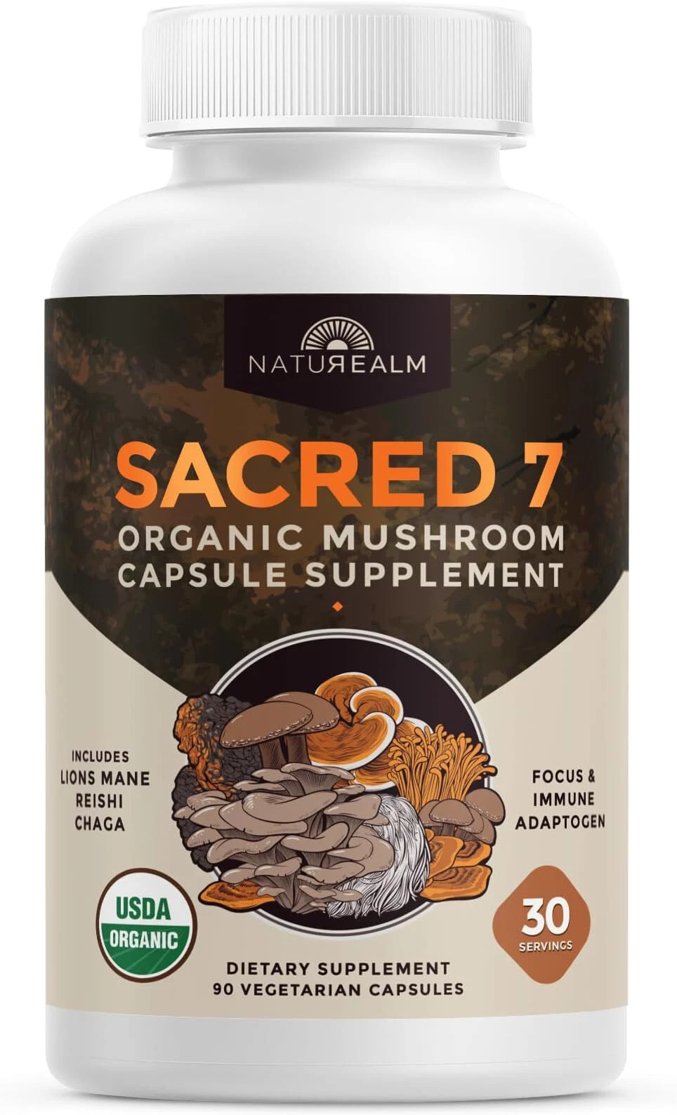 Sacred 7 Organic Mushroom Extract Capsules - Lion’s Mane, Cordyceps, Reishi NEW