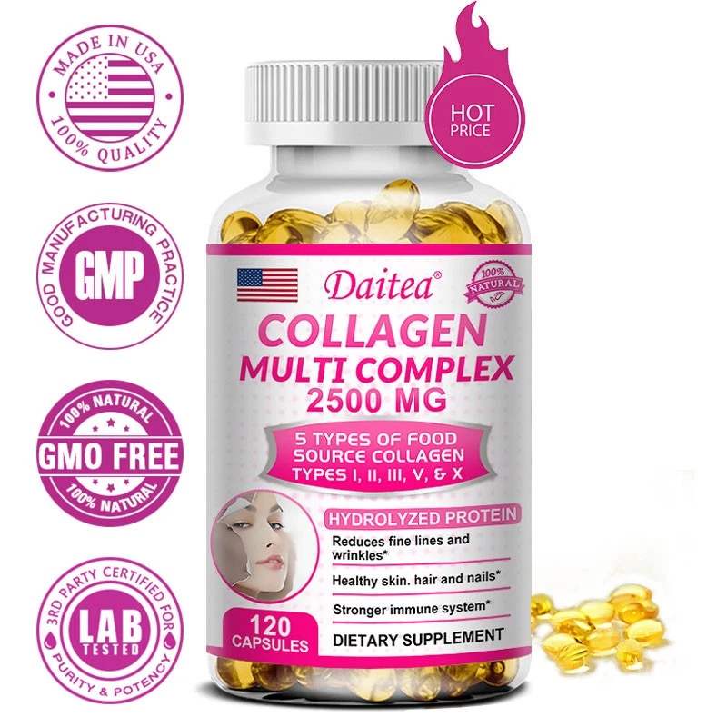 Collagen Multi Complex Capsules 2500mg Support Skin Whitening Hair Anti-aging
