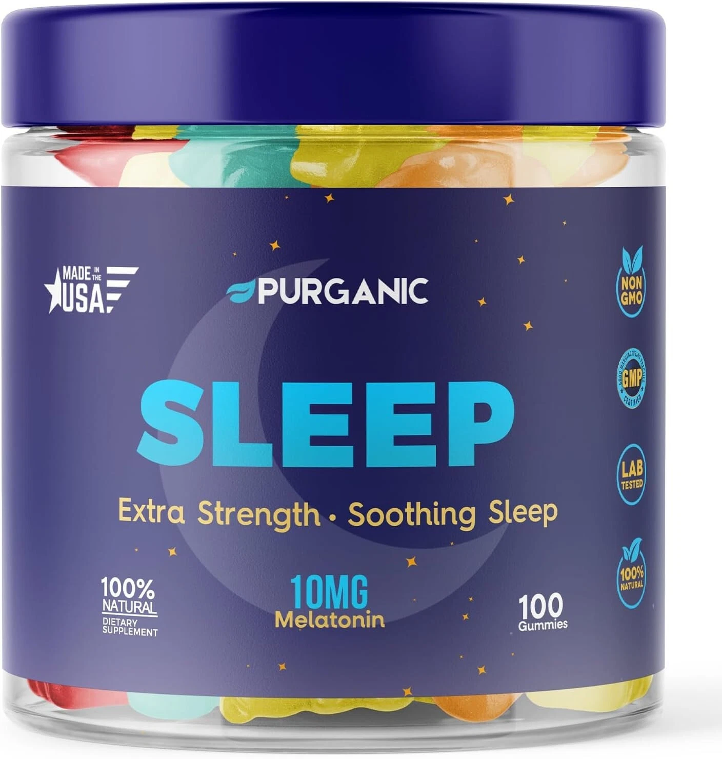 Natural Melatonin Gummies for Stress Relief - Great for Sleep - 100ct