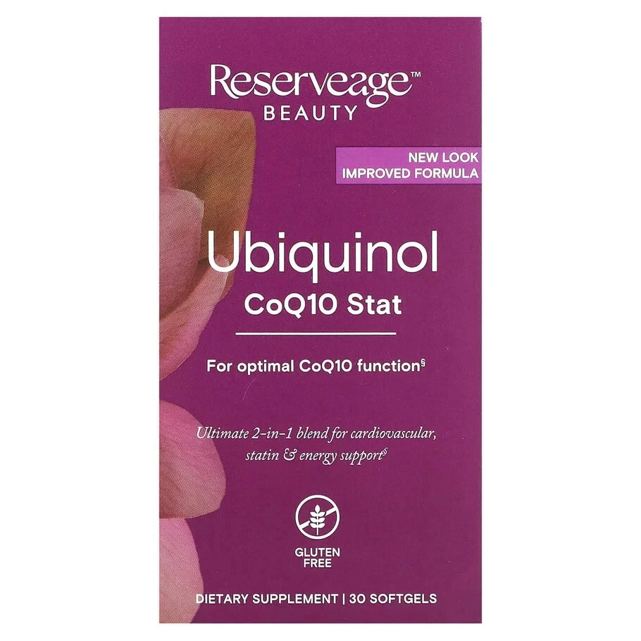 reservaege beauty ubiquinol coQ10 stat 30 soft gel caps exp 11/25