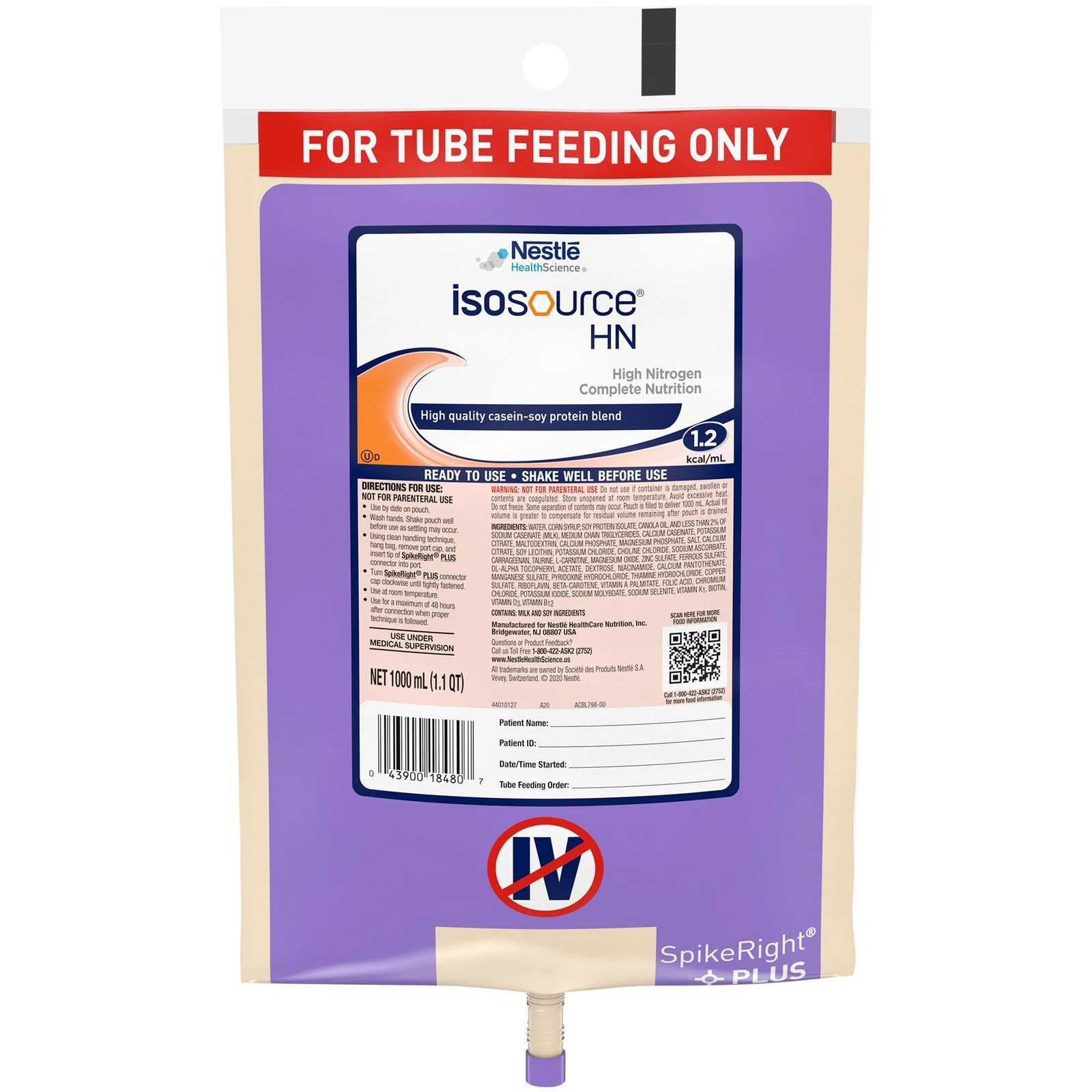 Nestle Isosource HN Tube Feeding Formula Unflavored 1000 mL 6 Ct