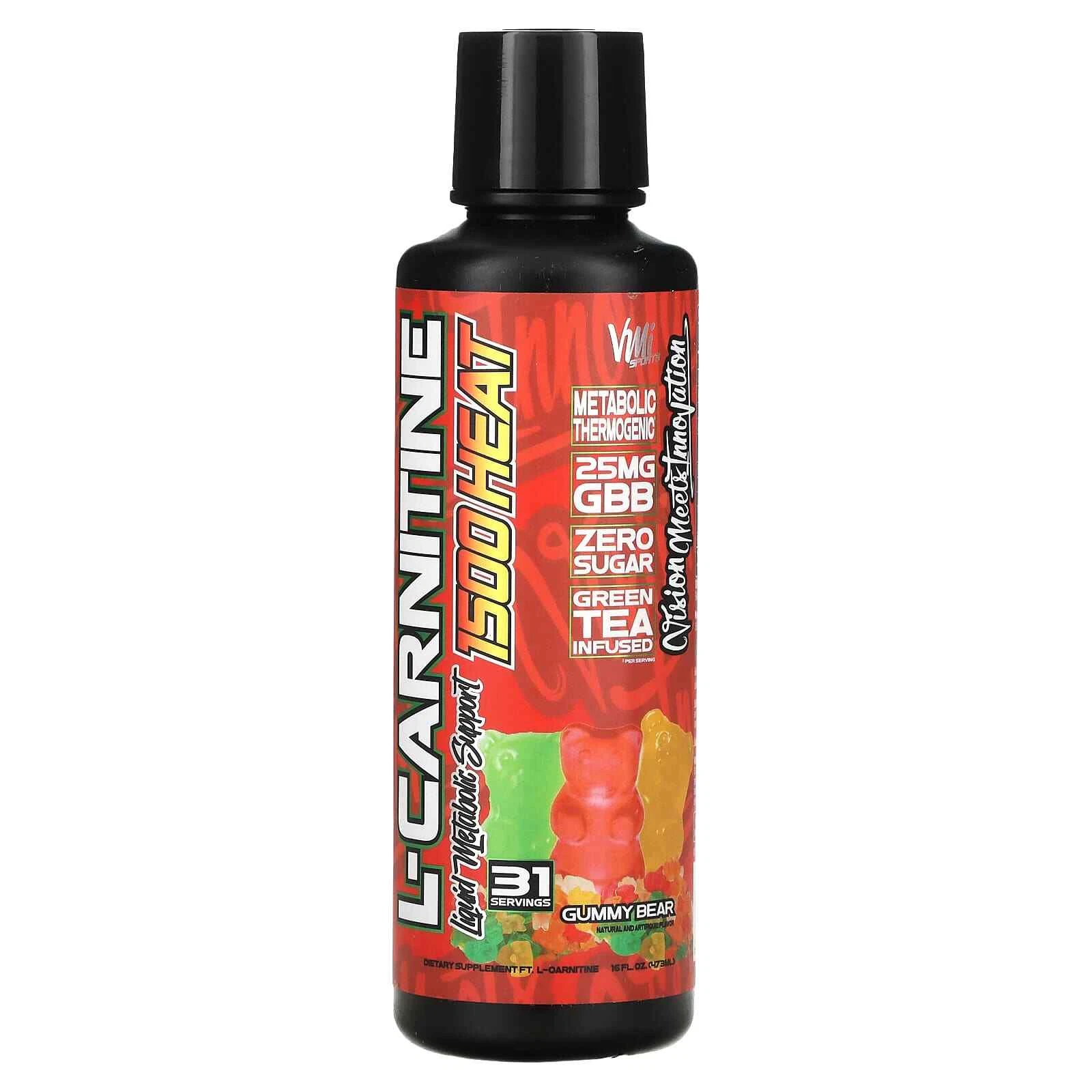 2 X VMI Sports, L-Carnitine 1500 Heat, Gummy Bear, 16 fl oz (473 ml)