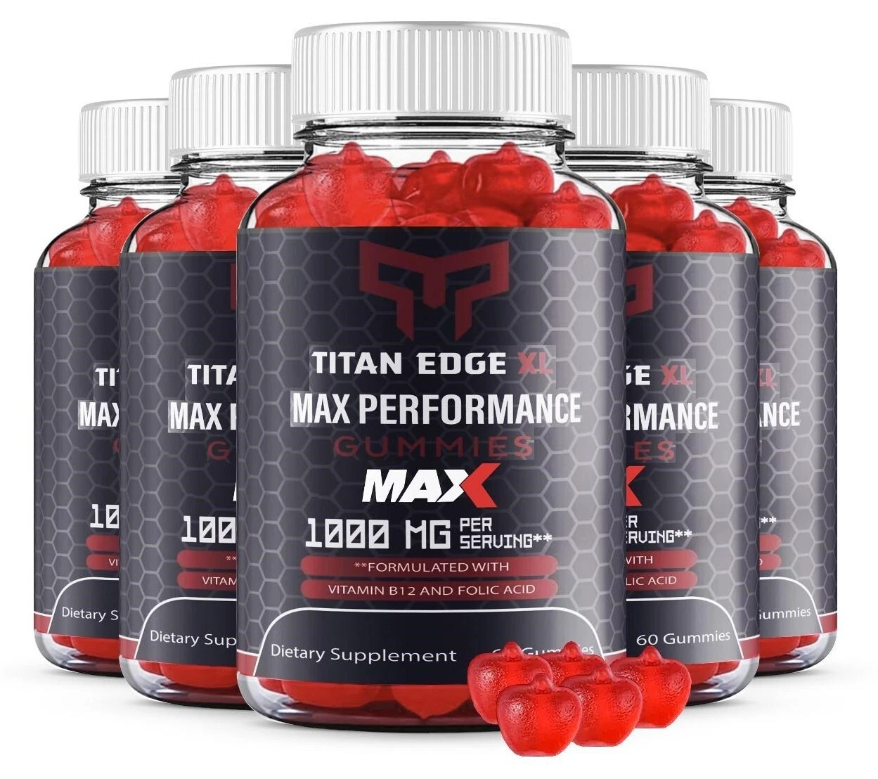 (5 Pack) Titan Edge XL MAX Gummies, Titan Edge XL Maximum Strength Gummies
