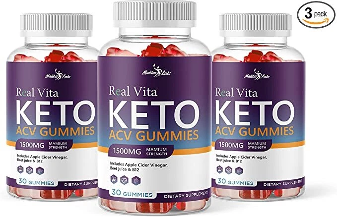 Real Vita Keto ACV Gummies Weight Loss - 1500mg Ketosis Shark Gummies (3 Pack)