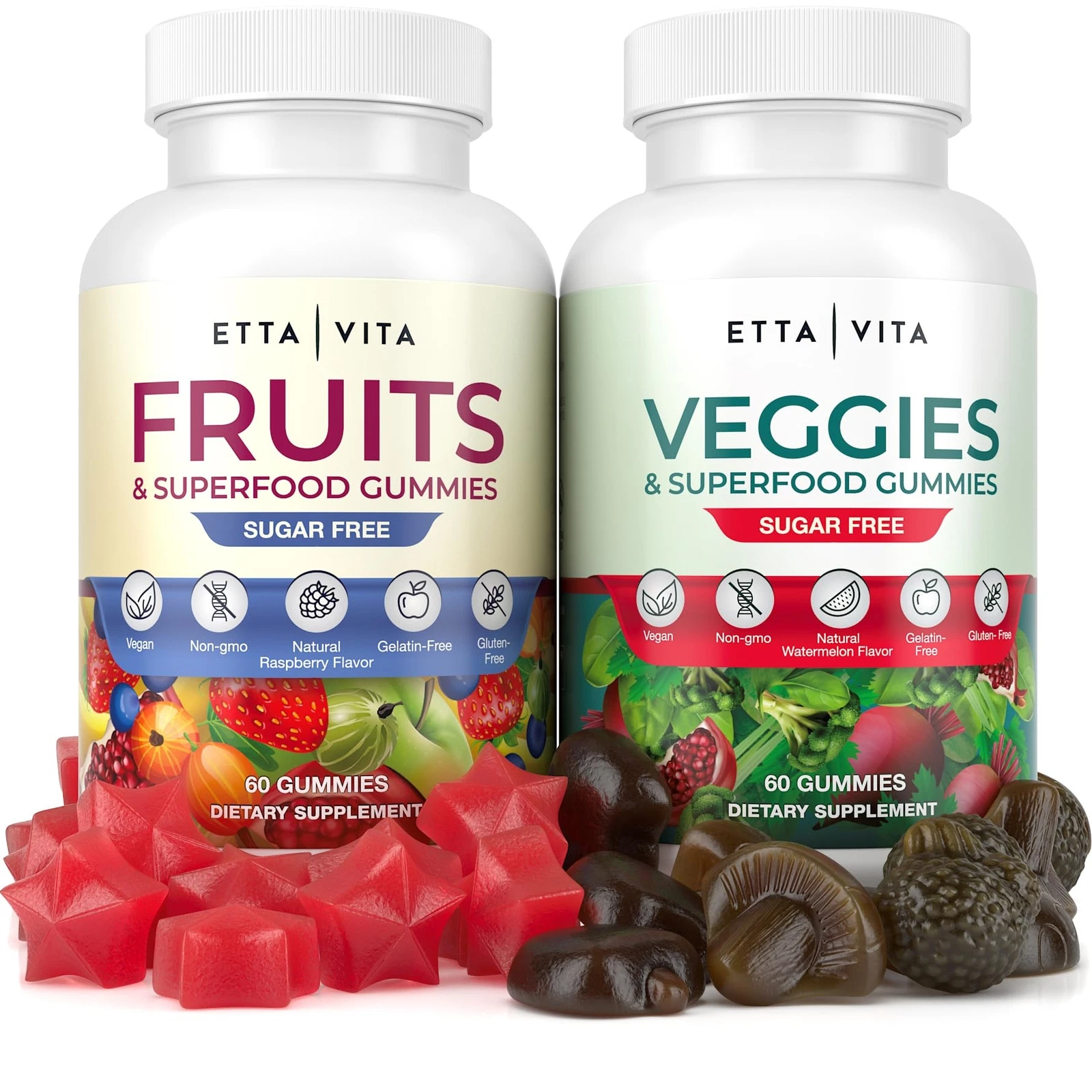 Everyday Debloat & Detox Sugar-Free Fruits and Veggies Gummies - Energy Suppo...
