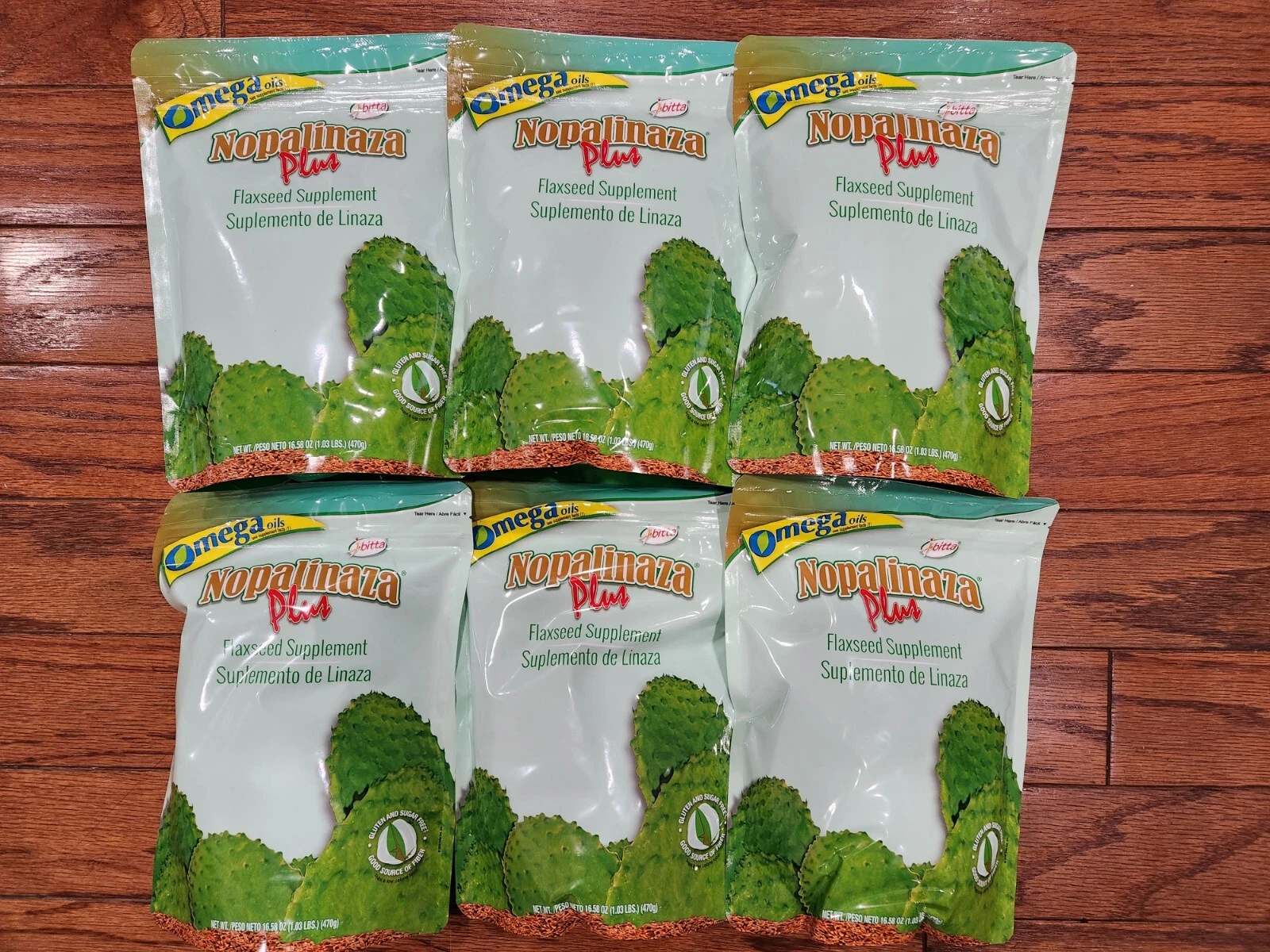 6 PACK NOPALINAZA PLUS IBITTA ORIGINAL OMEGA OILS 08/2027 FLAXSEED SUPPLEMENT