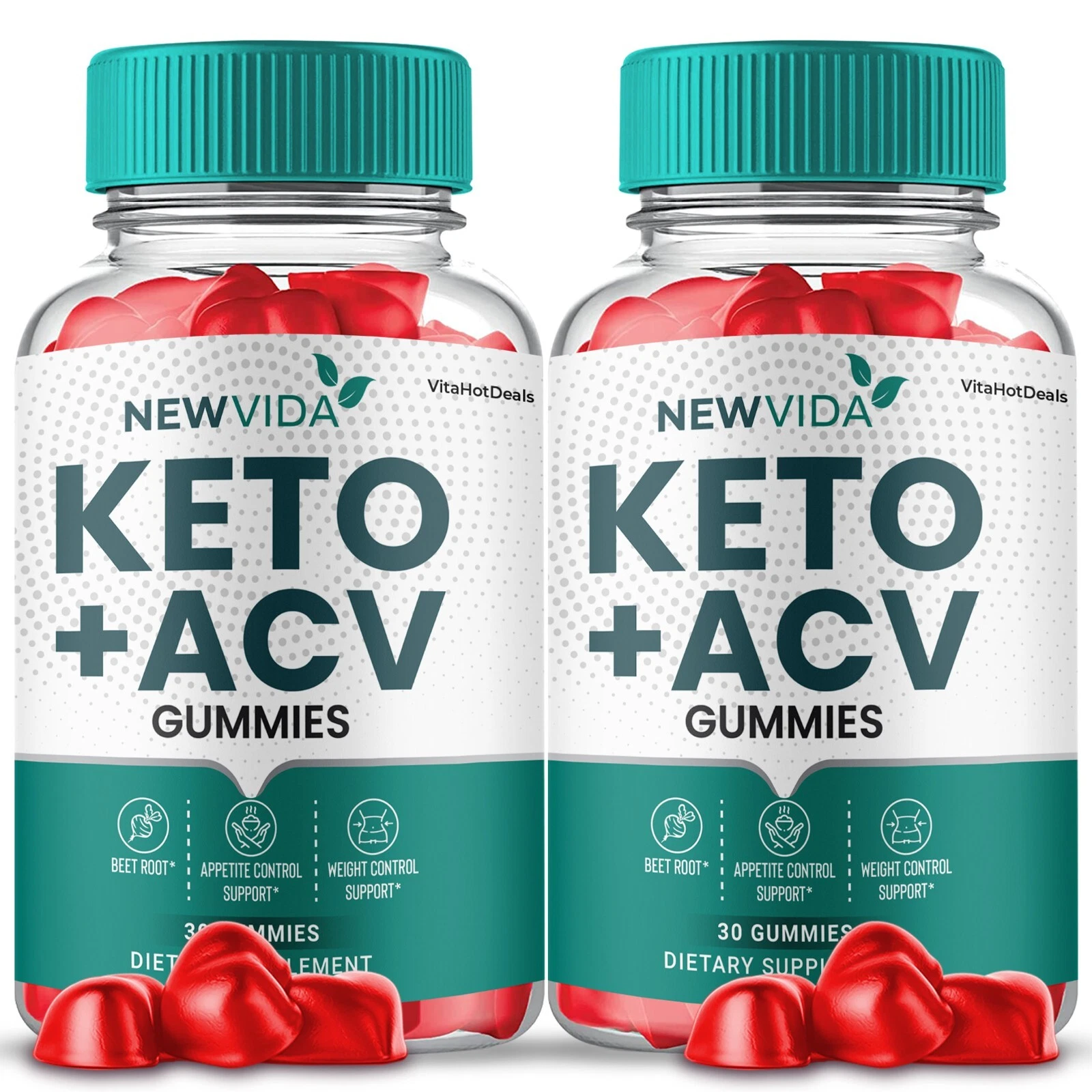New Vida Keto ACV Gummies, Max Strength, Apple Cider Vinegar Supplement (2 Pack)